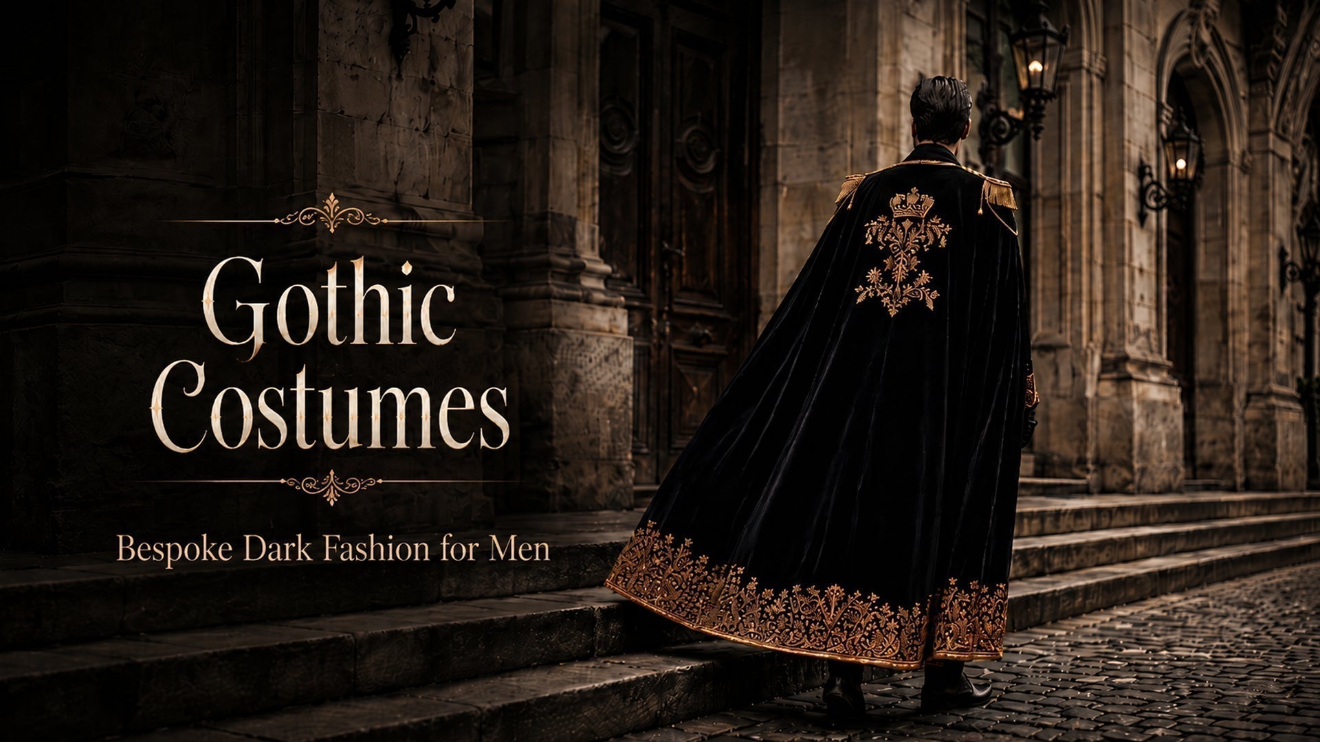 Gothic Cape Suits with Embroidery - Bespoke Dark Fashion for Men