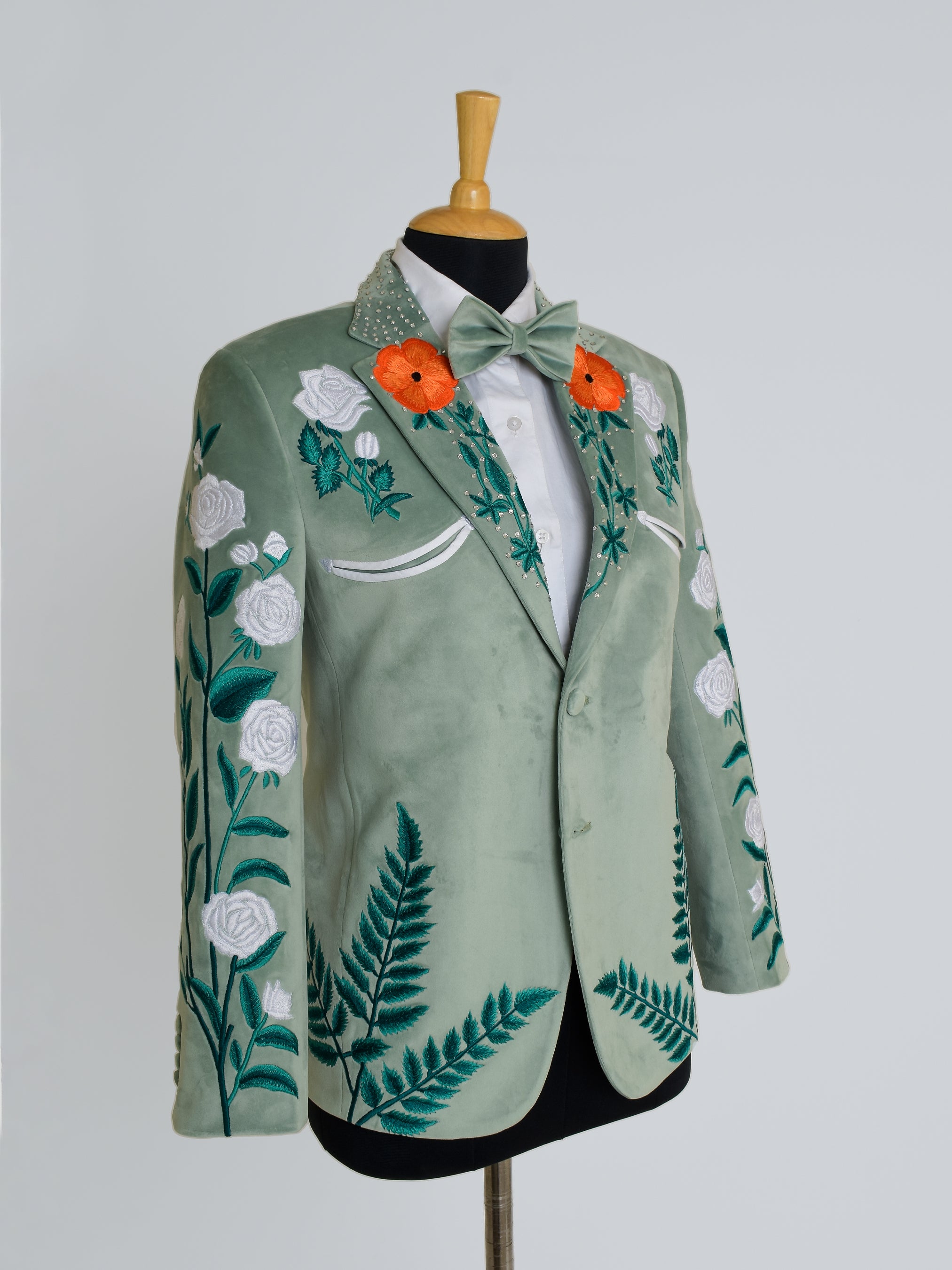 White Floret Western Wedding Suit
