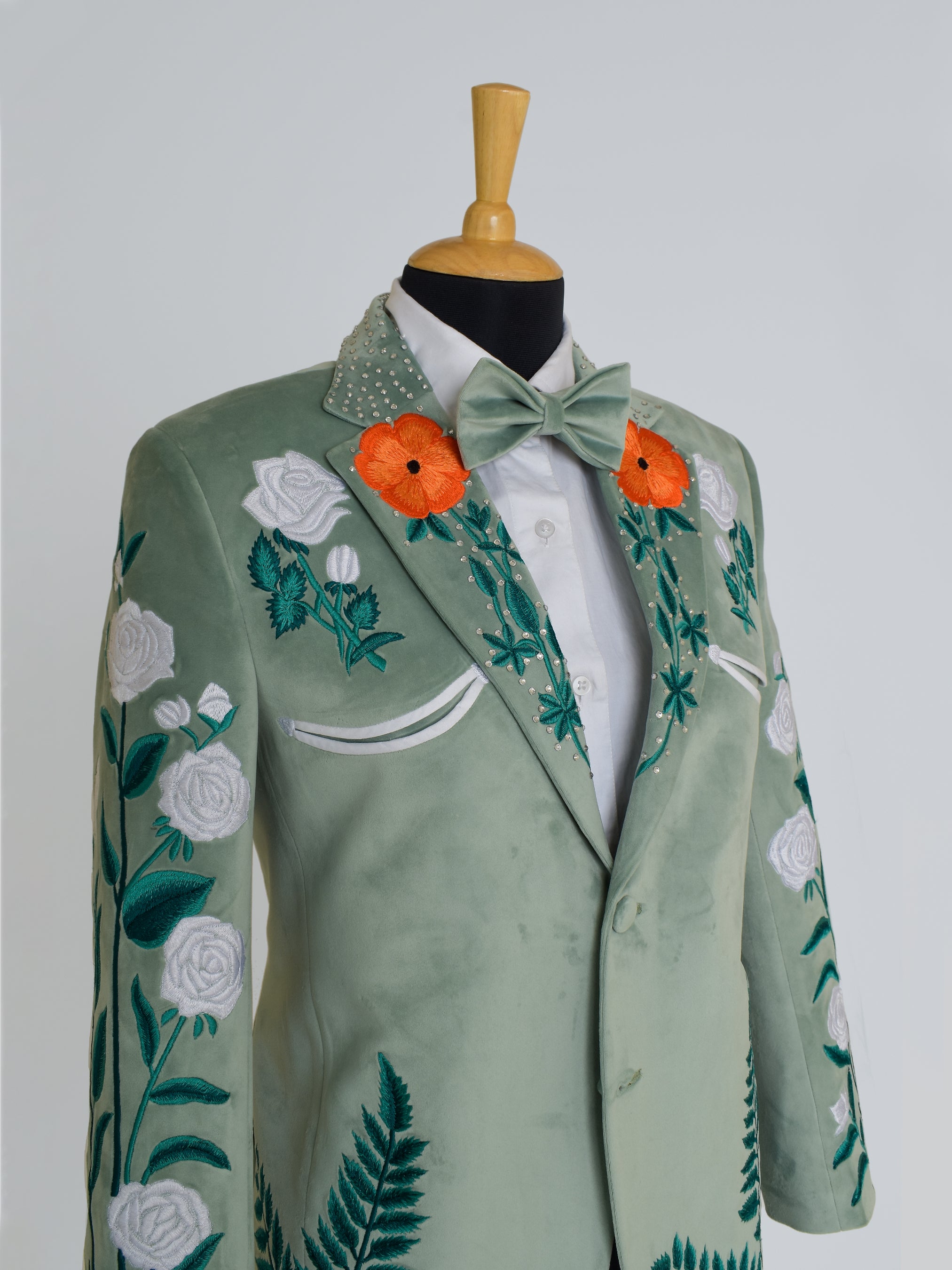 White Floret Western Wedding Suit