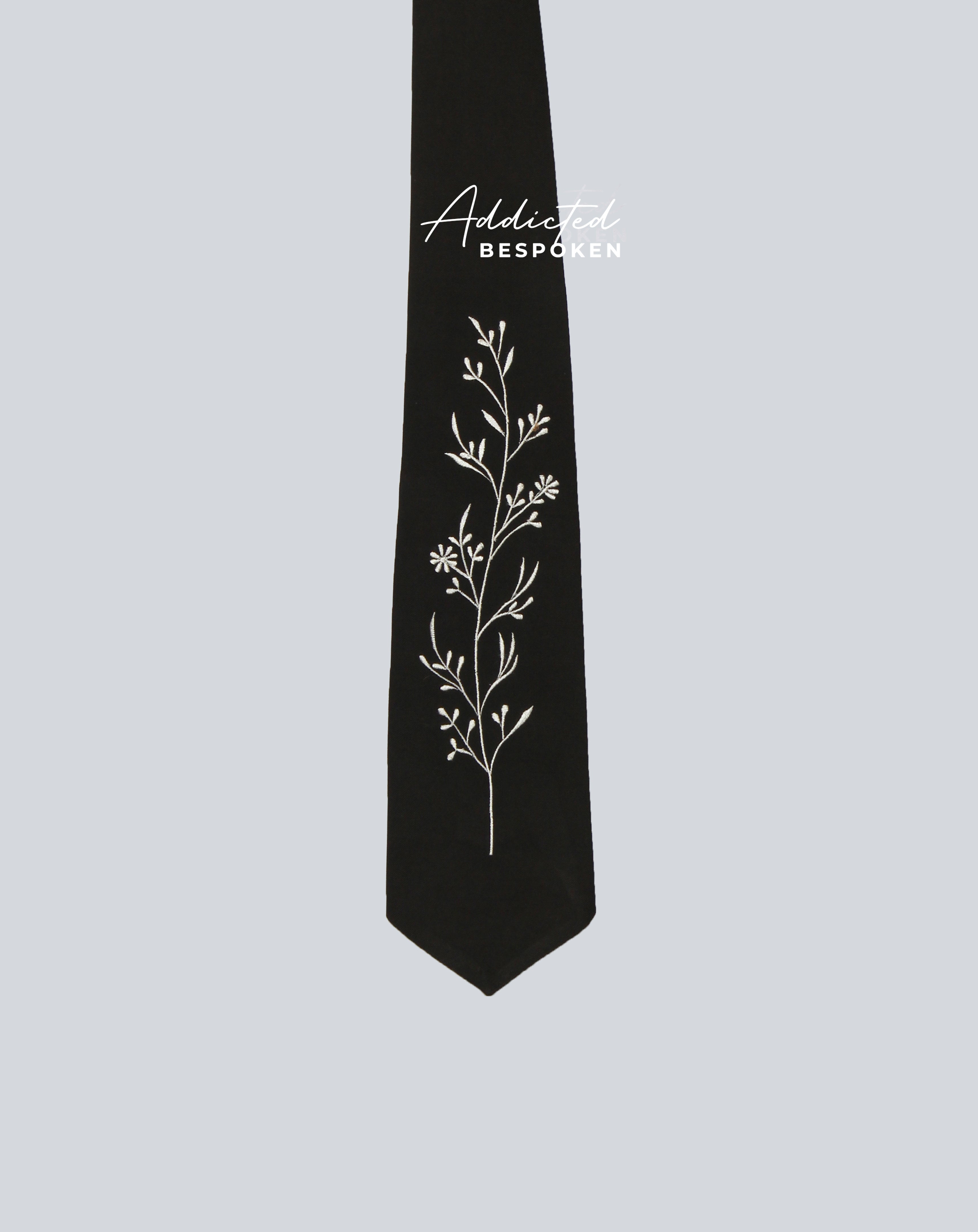 Black Embroidered Tie