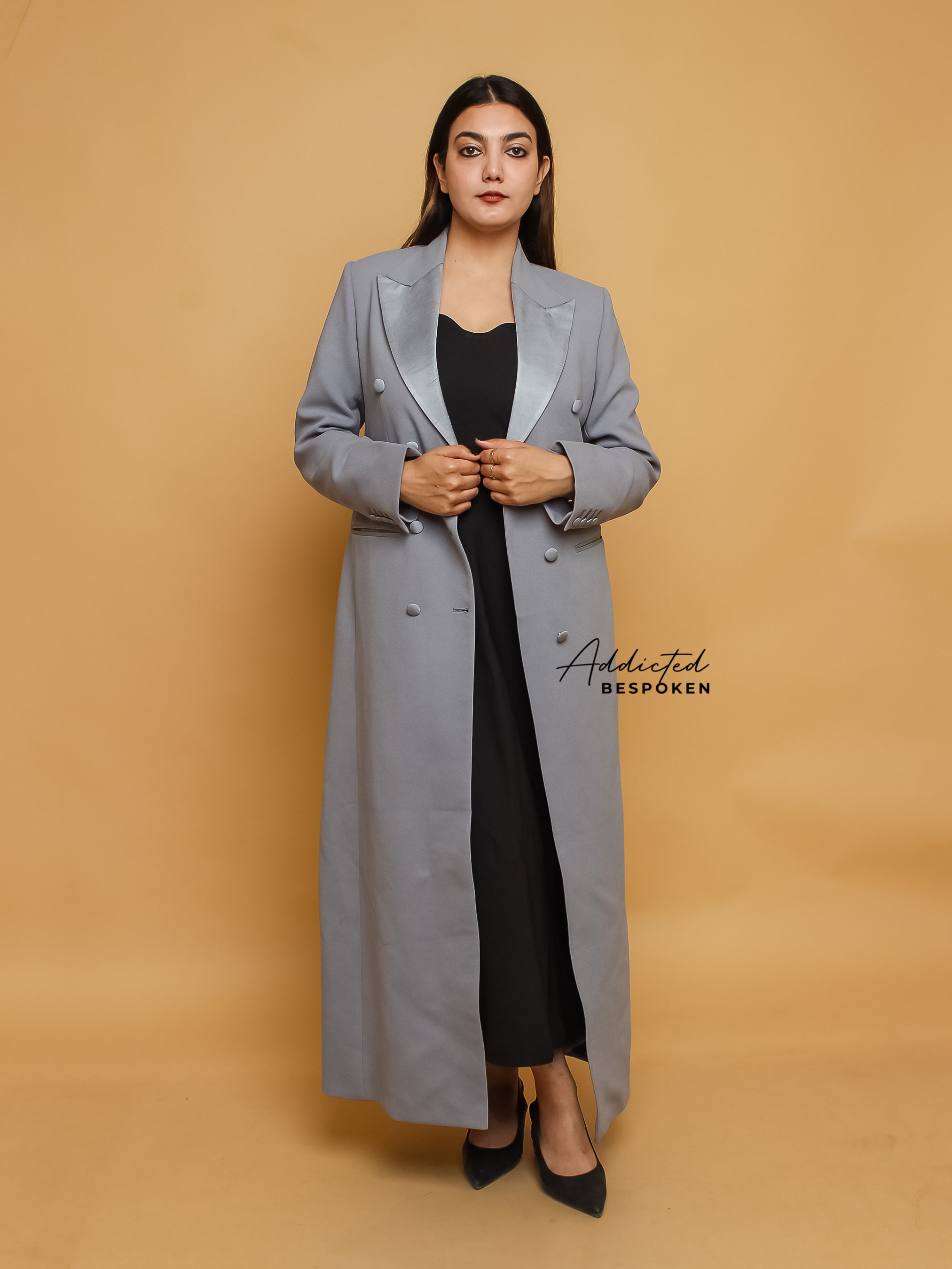 Grey Long Blazer Dress Addicted Bespoken