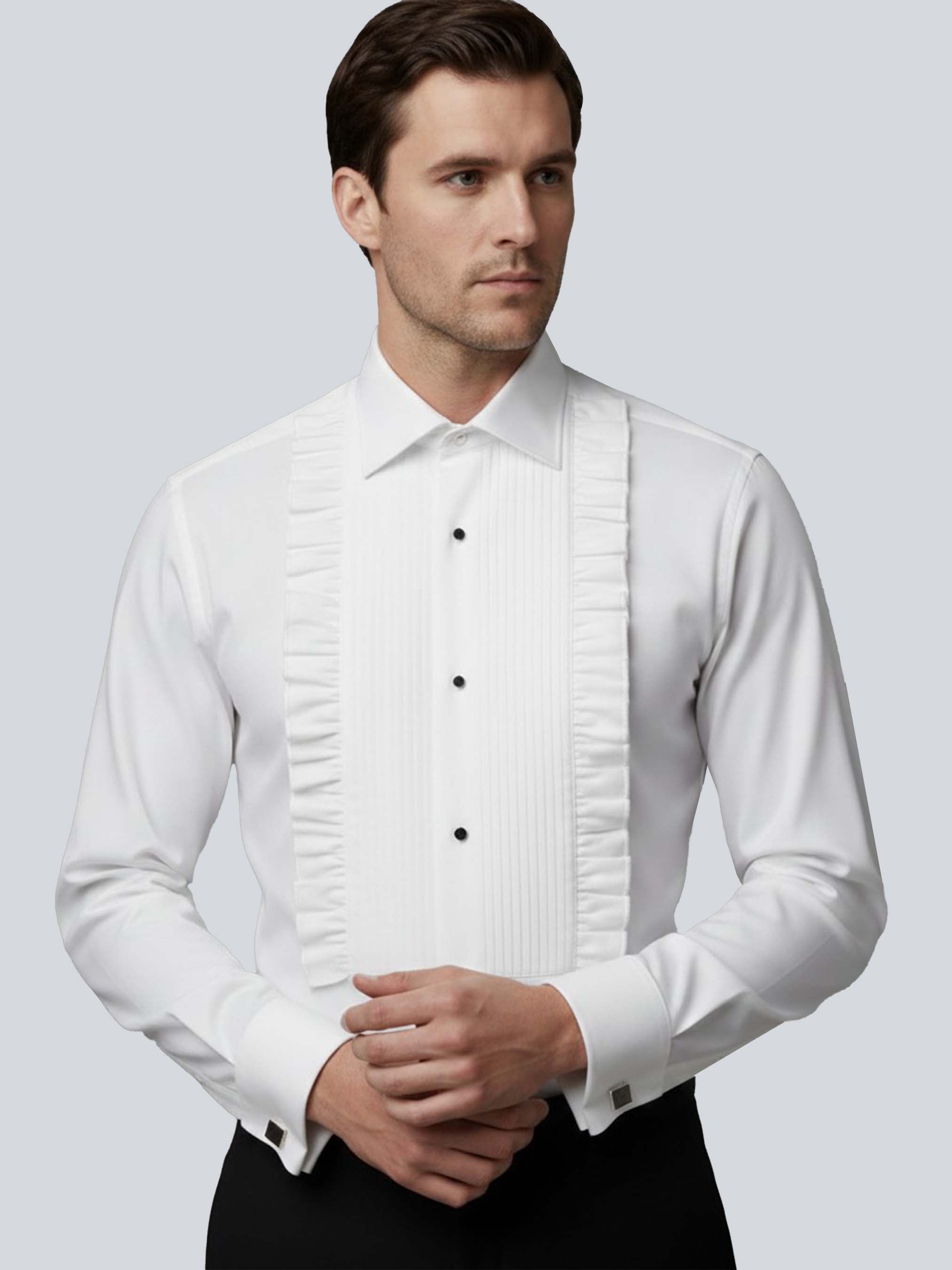 frilly dress shirt KJP Women's Harrington Ruffle Dress Shirt in White M