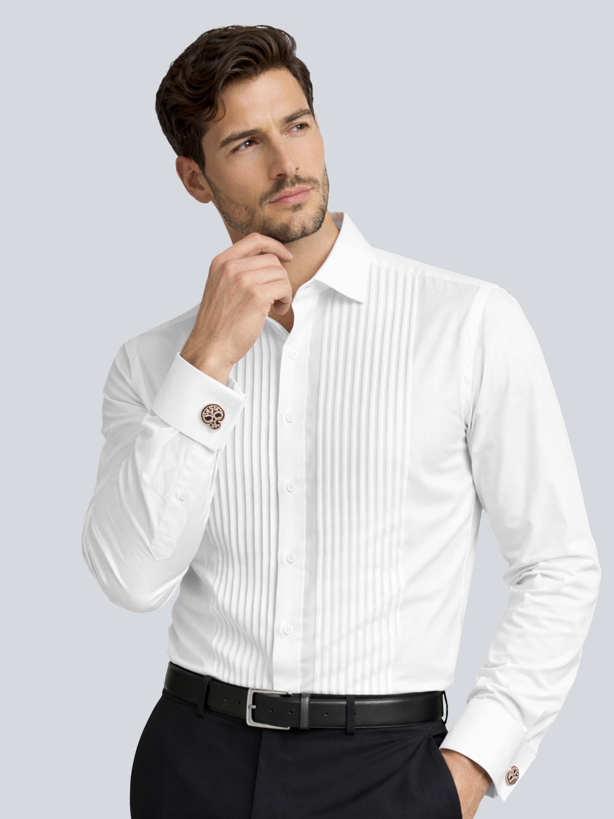 White Pintuck Shirt with Cufflinks Addicted Bespoken