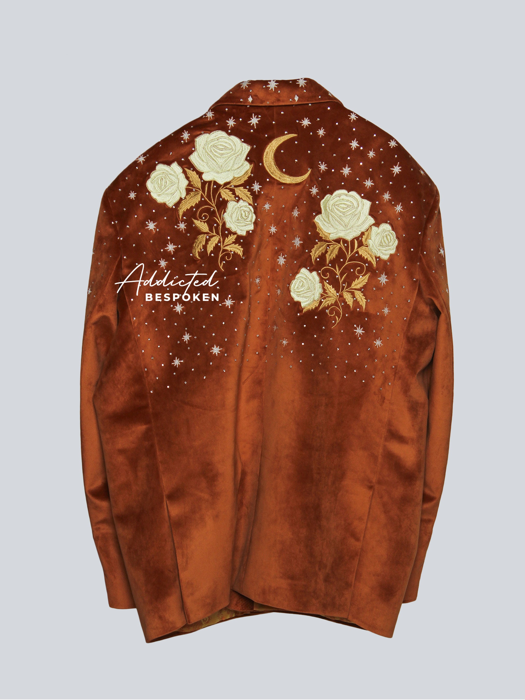 Rust Velvet Embroidered Blazer Addicted Bespoken