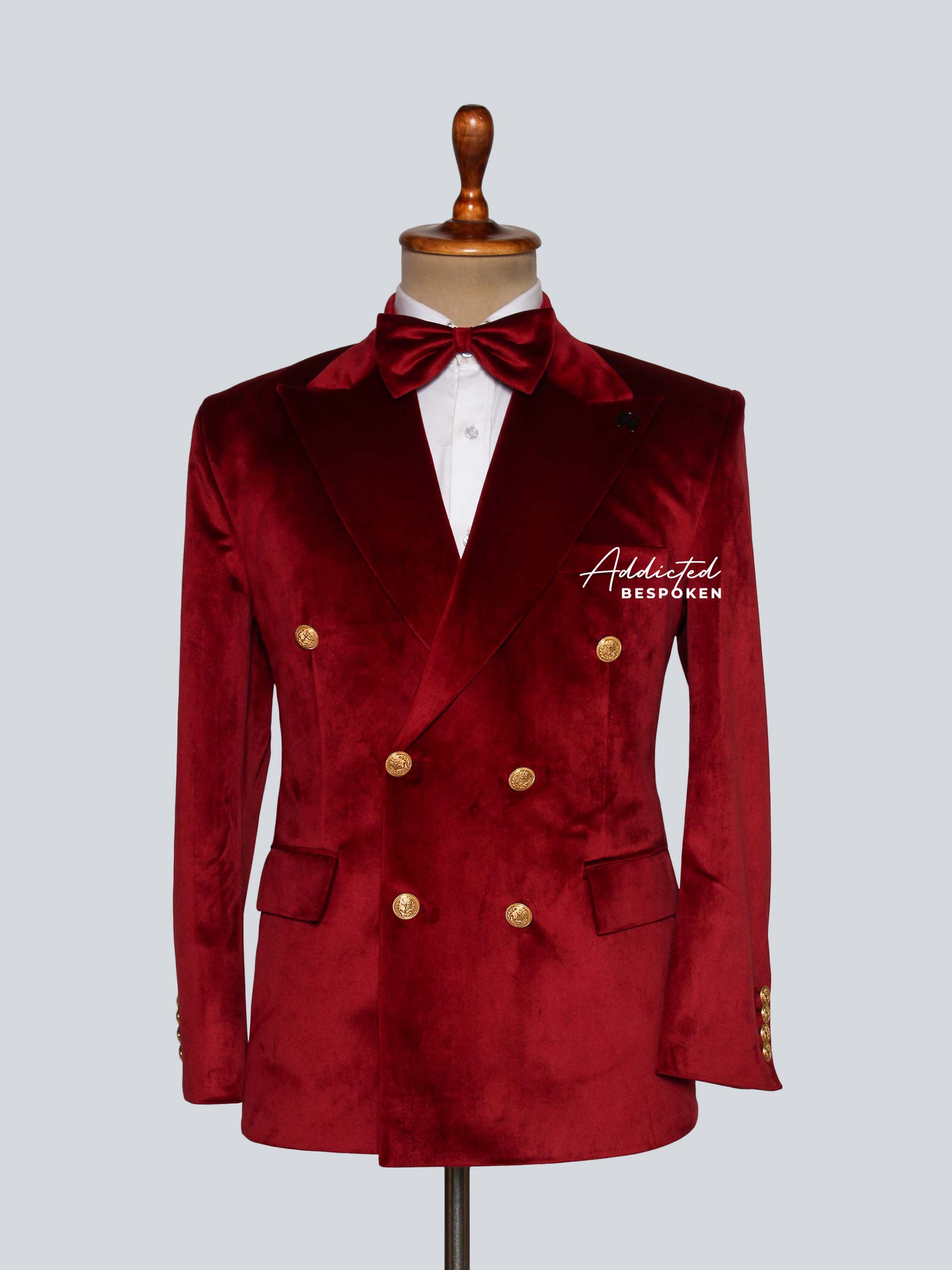 Red Velvet Double-Breasted Suit Addicted Bespoken