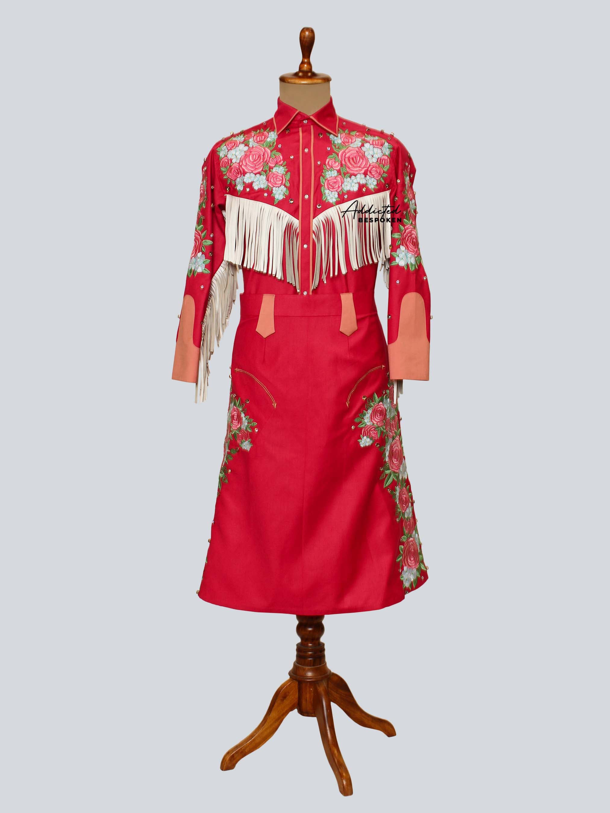 Floral Fringe Western Shirt & Skirt Set Addicted Bespoken