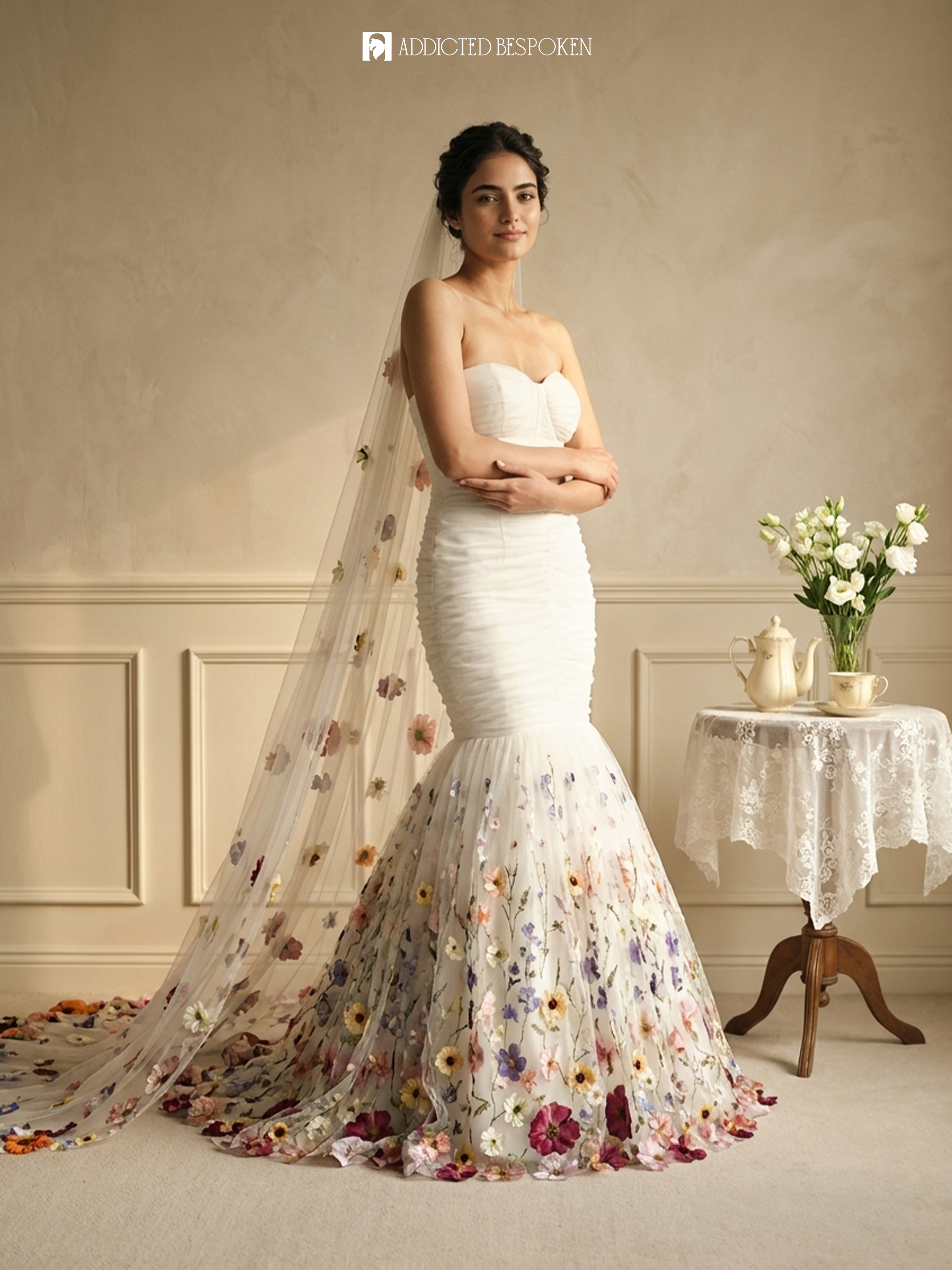 Floral Embroidered Bridal Gown Addicted Bespoken