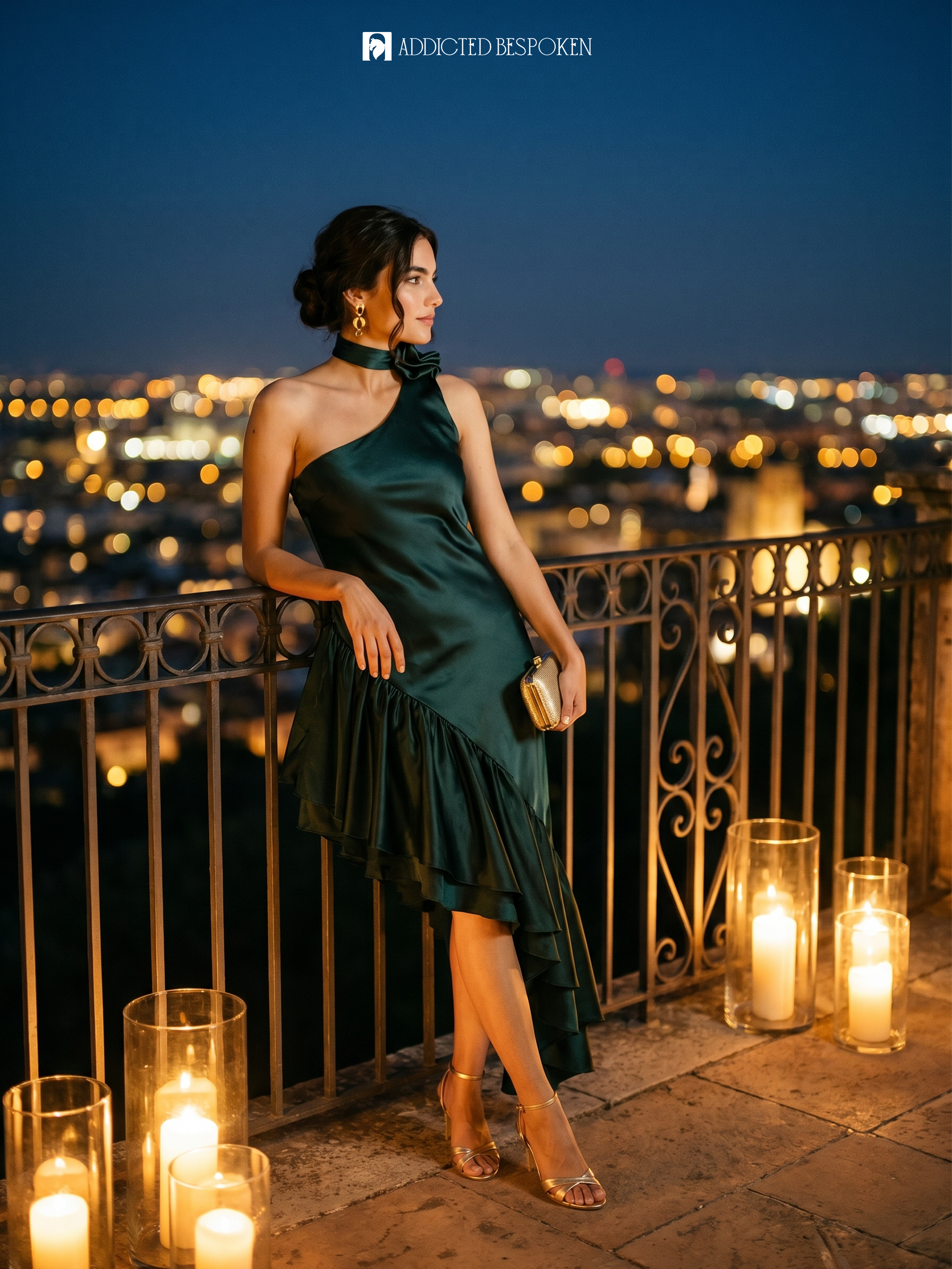 Midnight Satin Ruffle Gown Addicted Bespoken