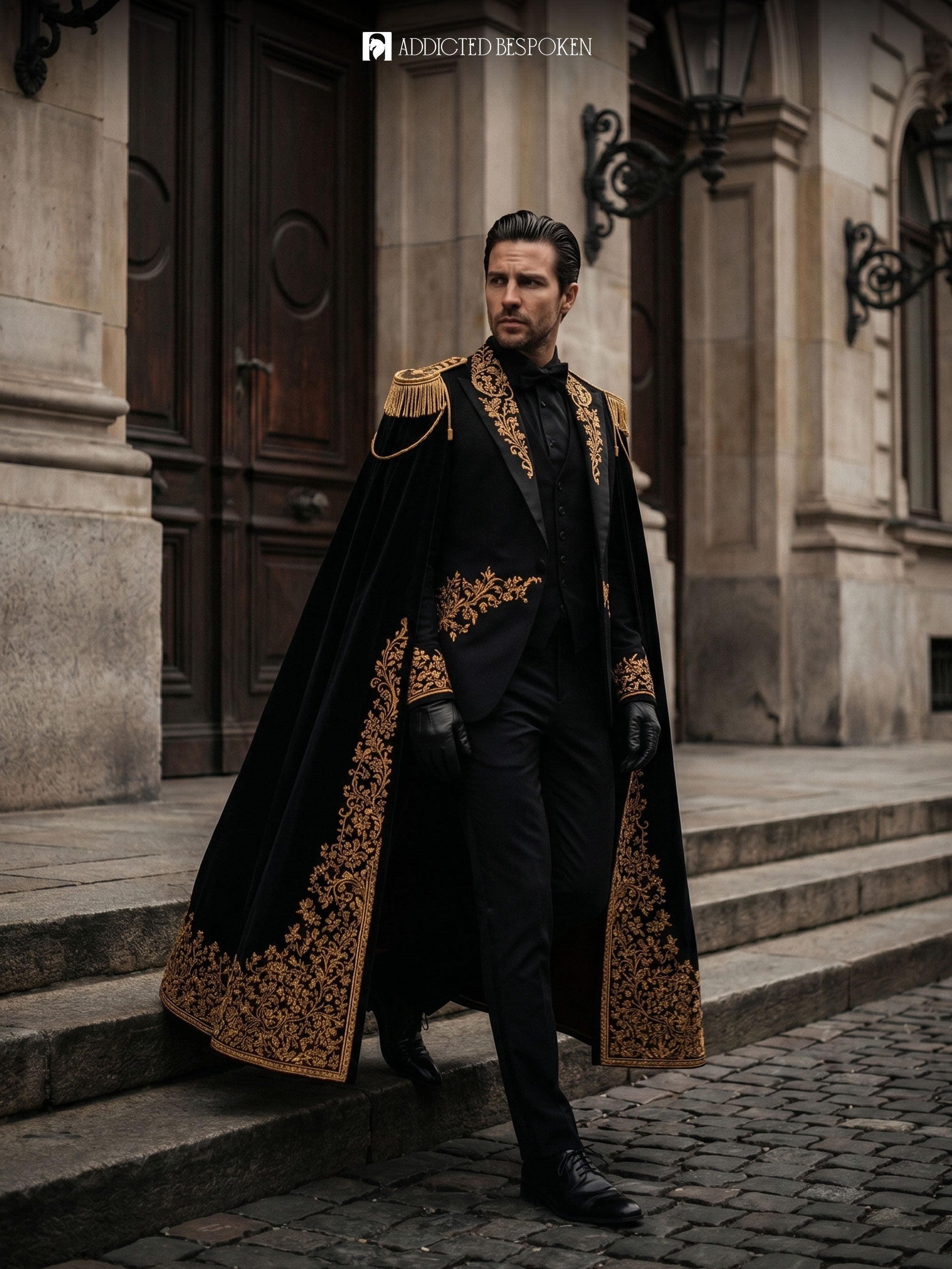 Black Gothic Suit with Cape Addicted Bespoken