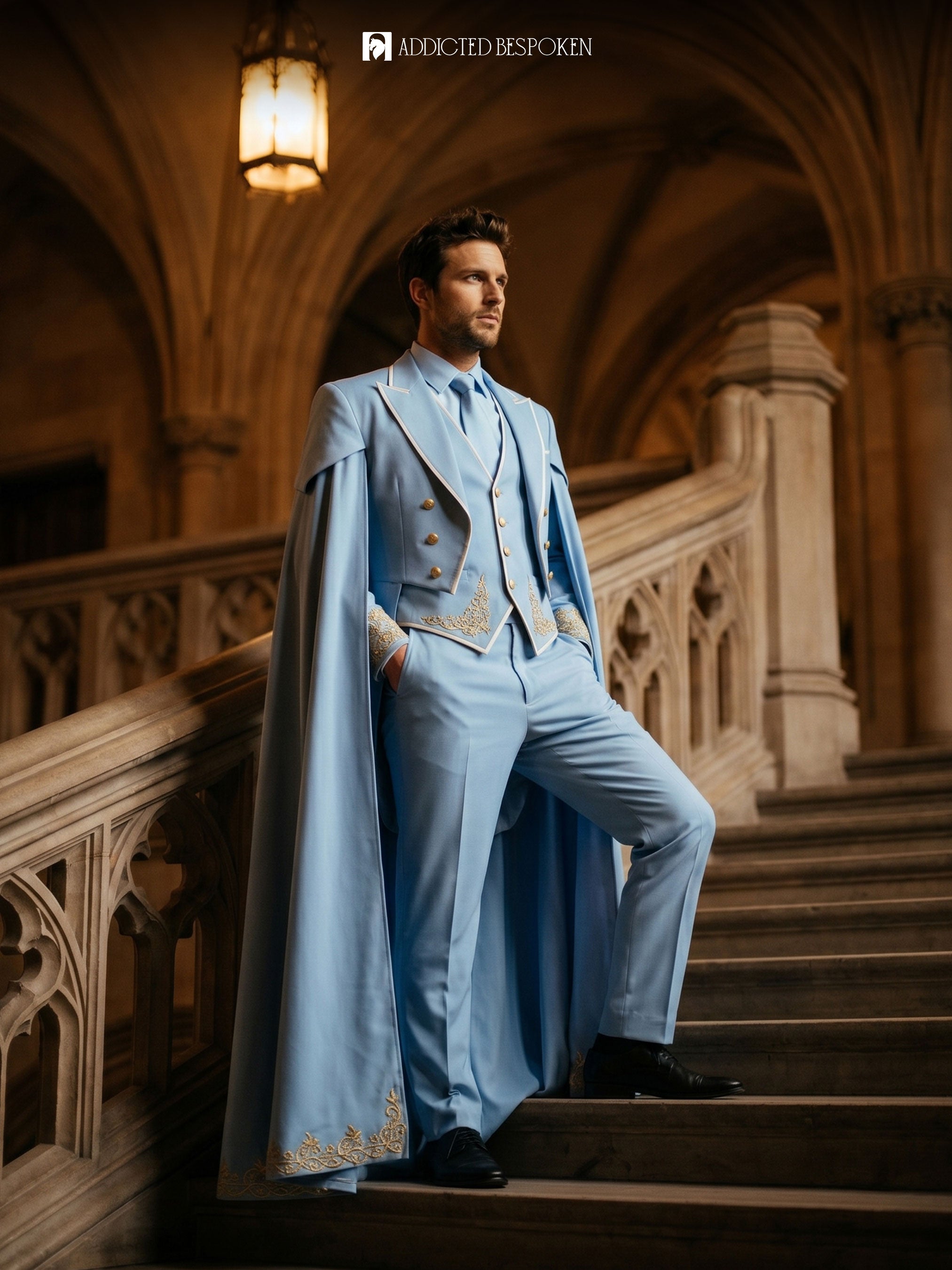 Regal Embroidered Cape Suit Addicted Bespoken