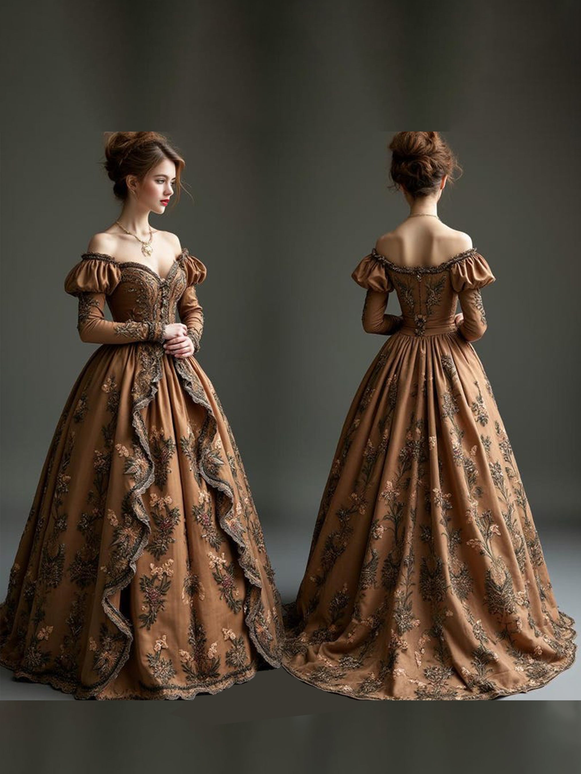 Baroque Gothic Corset GownRoyal Renaissance Wedding Dress | Addicted Bespoken Customized / Cotton / Beige