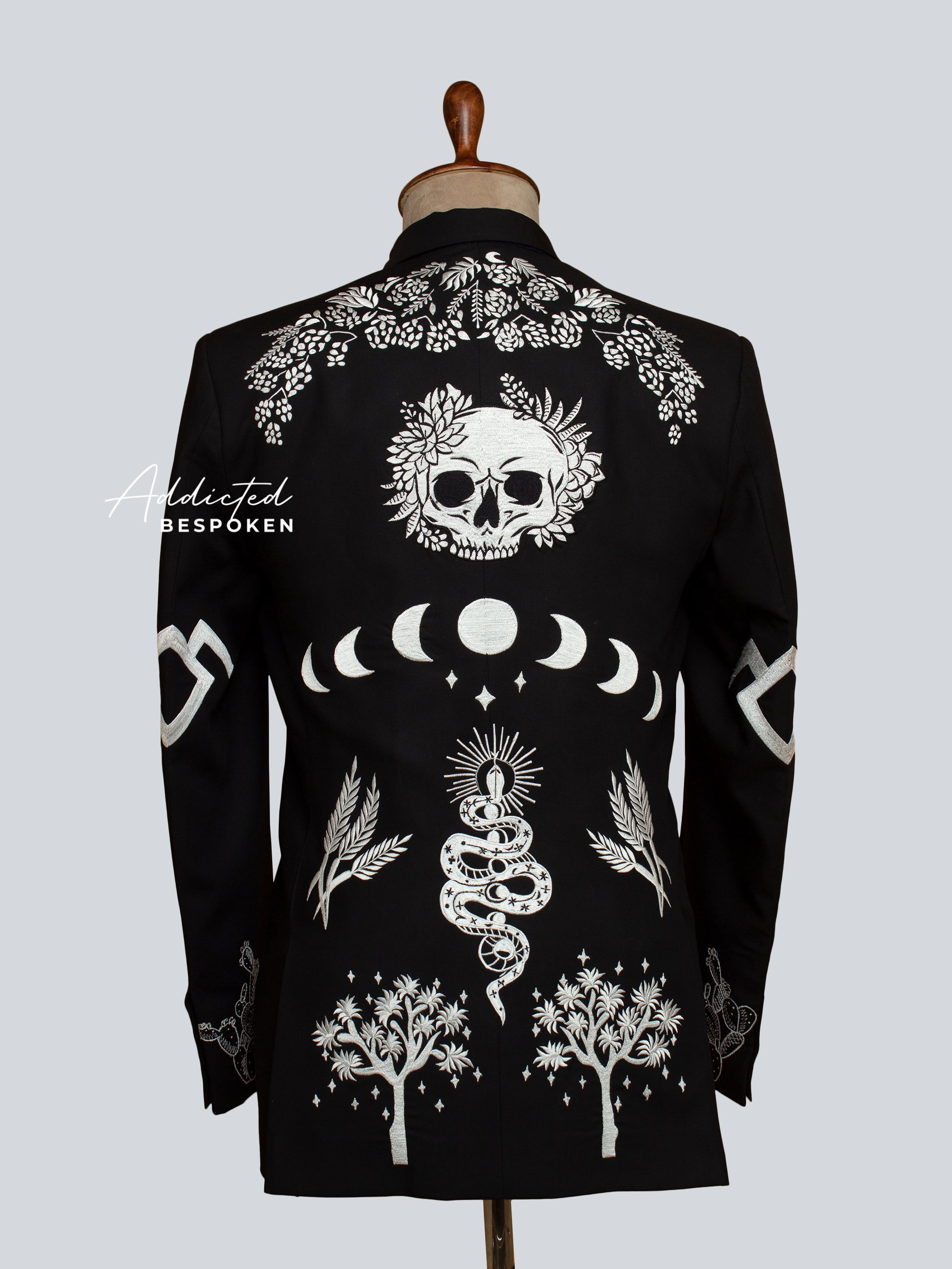 Black Skull Embroidered Suit Addicted Bespoken