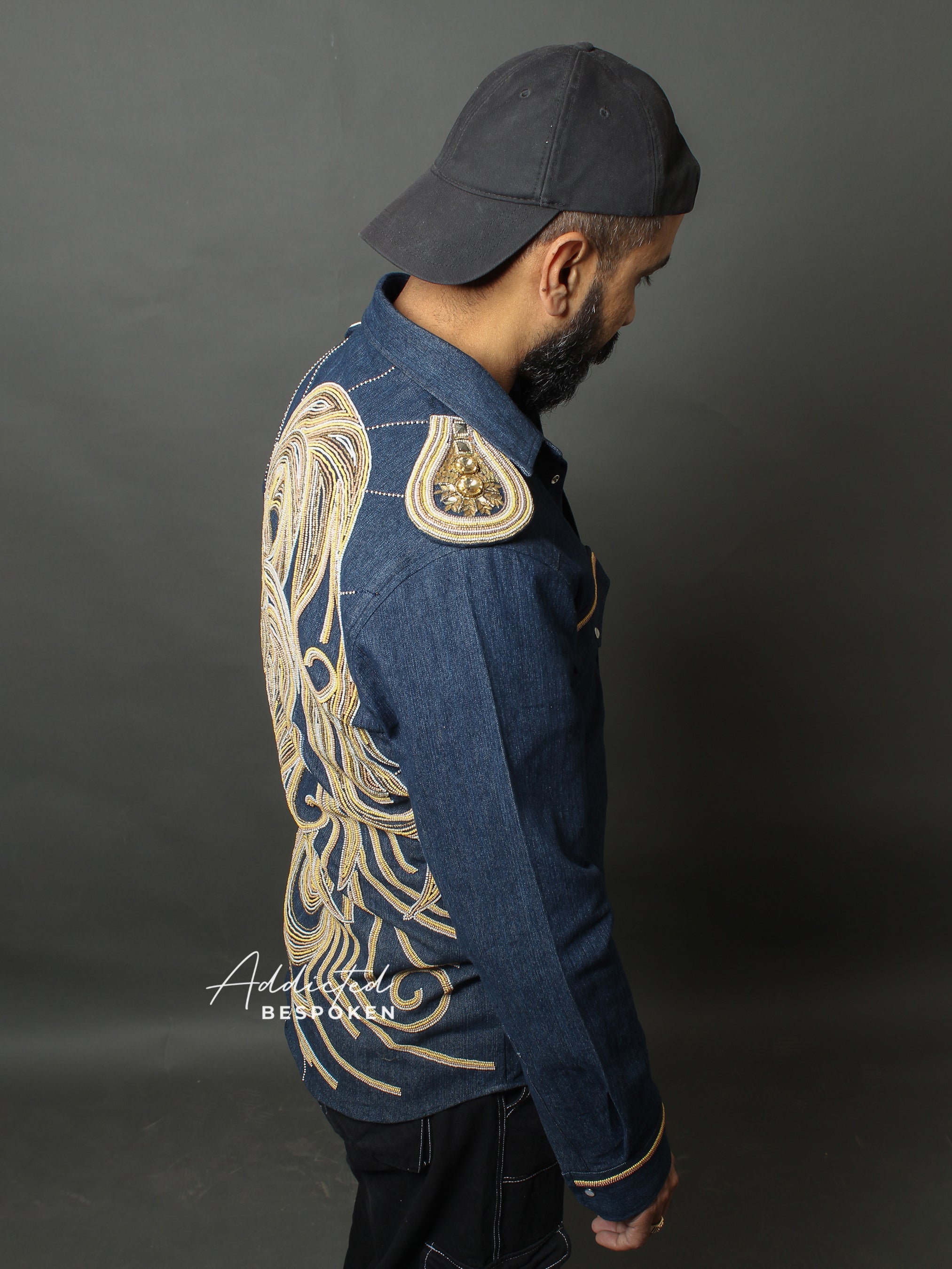 Regal Lion Embroidered Denim Shirt Addicted Bespoken