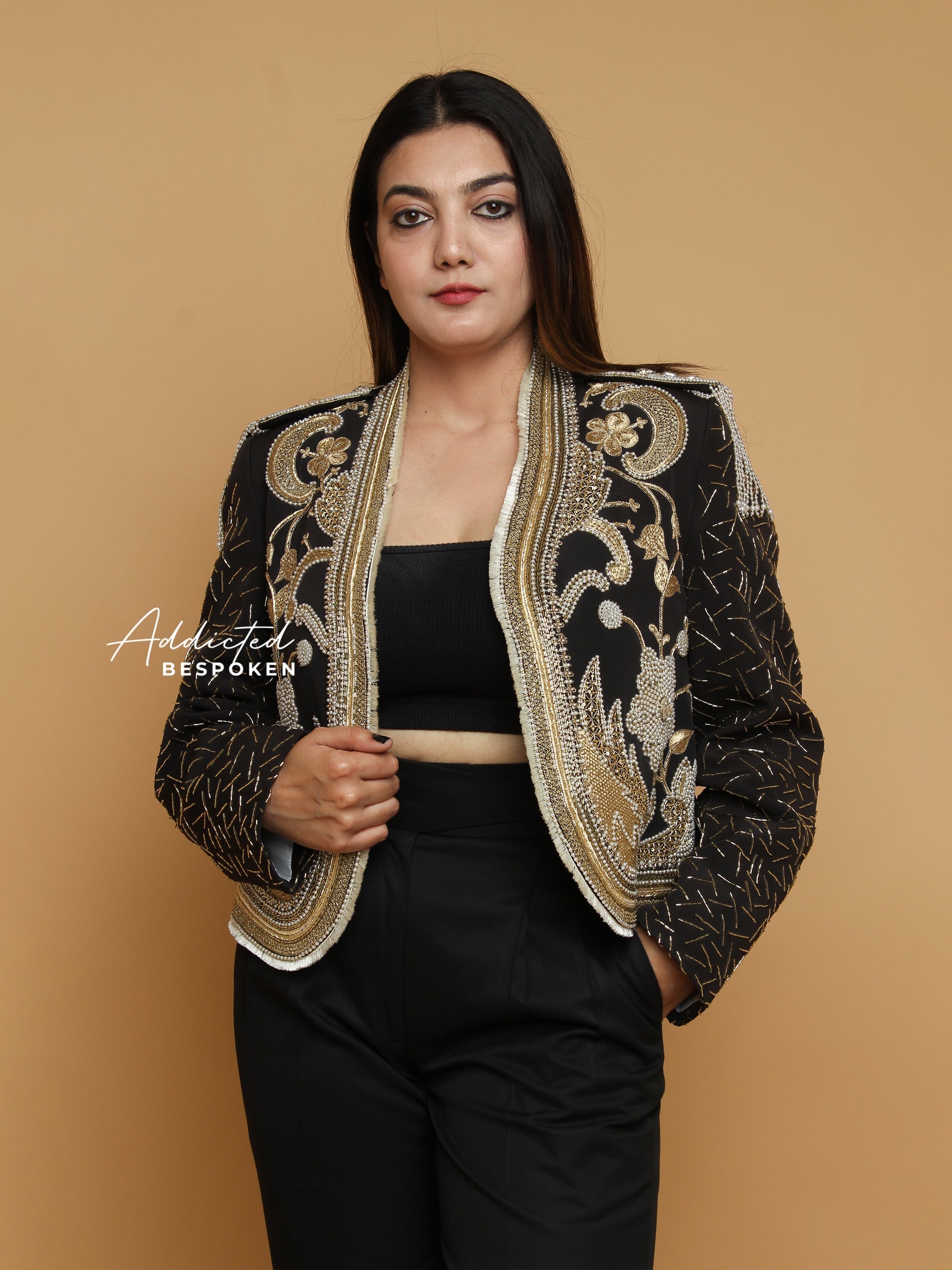 Gilded Fur and Beads Crop Jacket (CLS) Addicted Bespoken