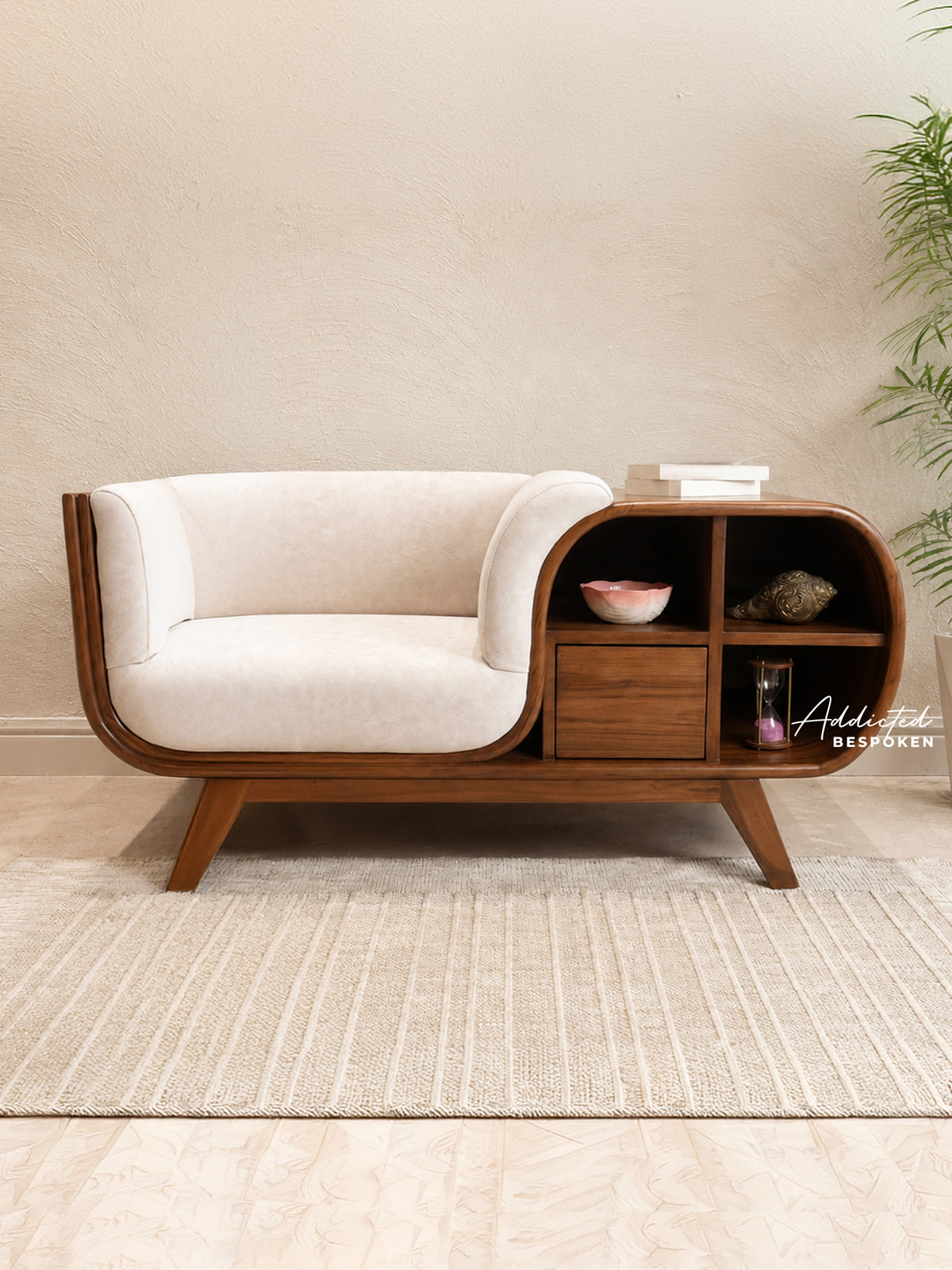 Wooden sofa with storage