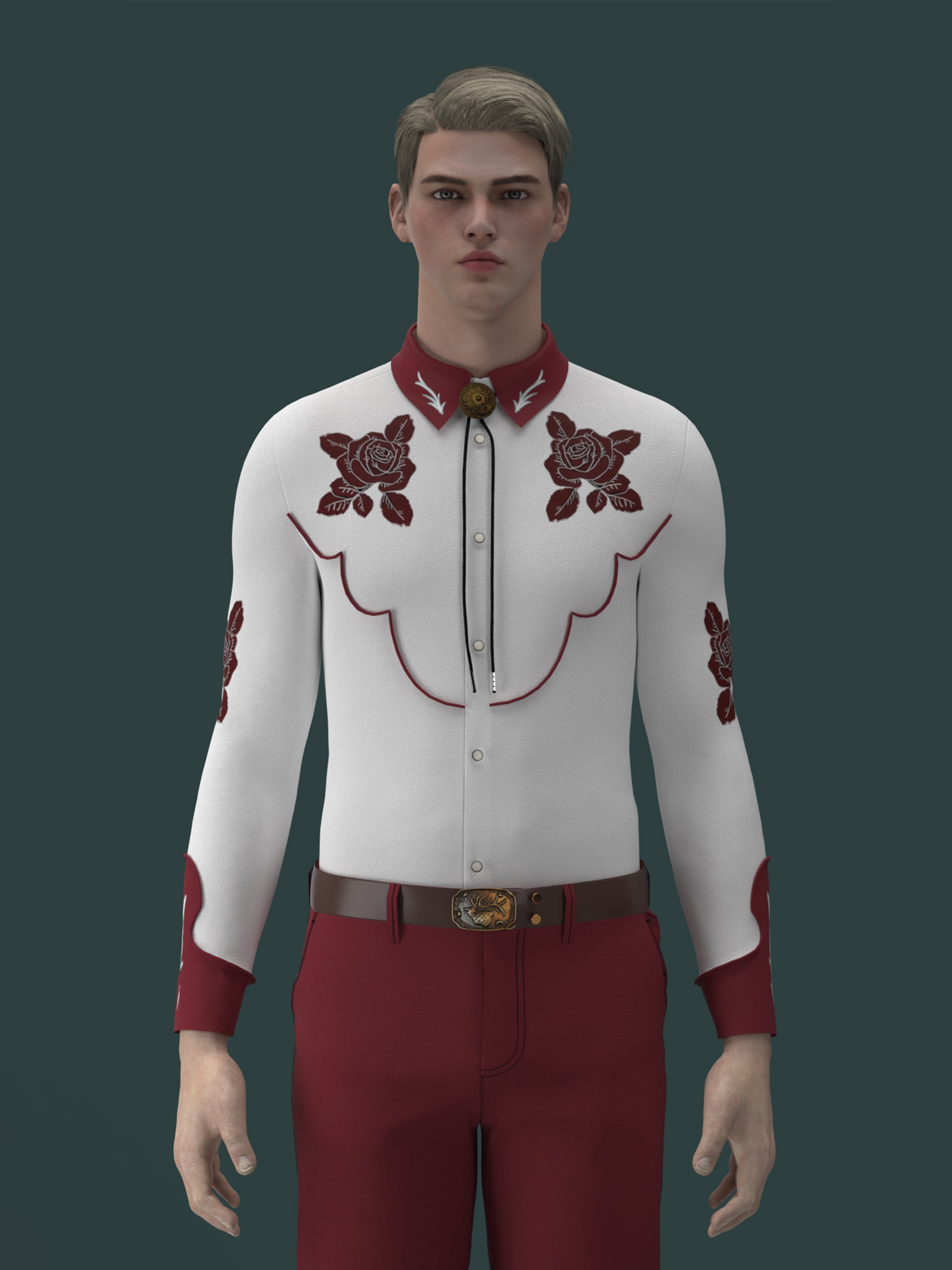 Rose Adorned Embroidered Shirt