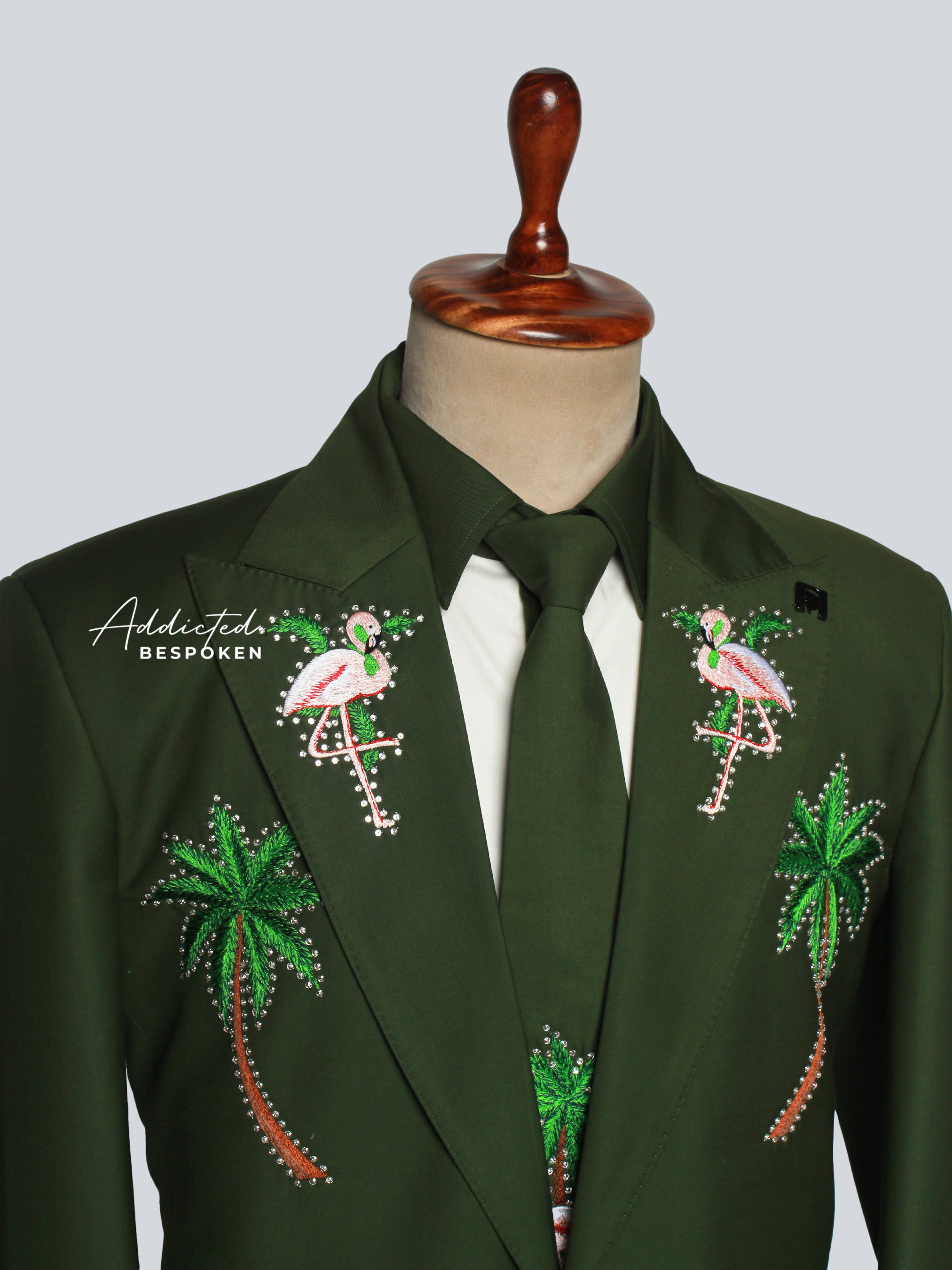 Flamingo Palm Embroidered Suit