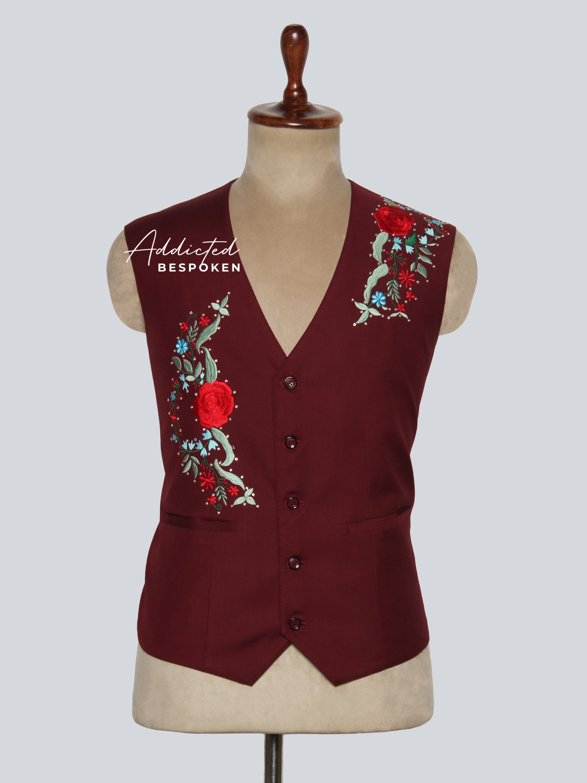 Floral Embroidered Festive Waistcoat (Copy) Addicted Bespoken