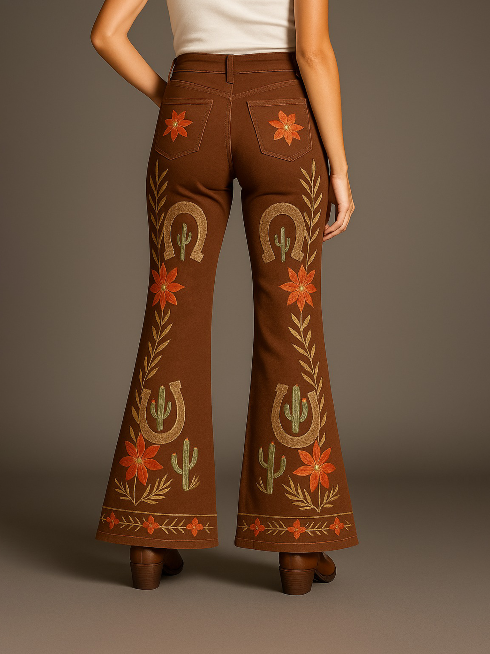 Cactus Bloom Western Flare Pants