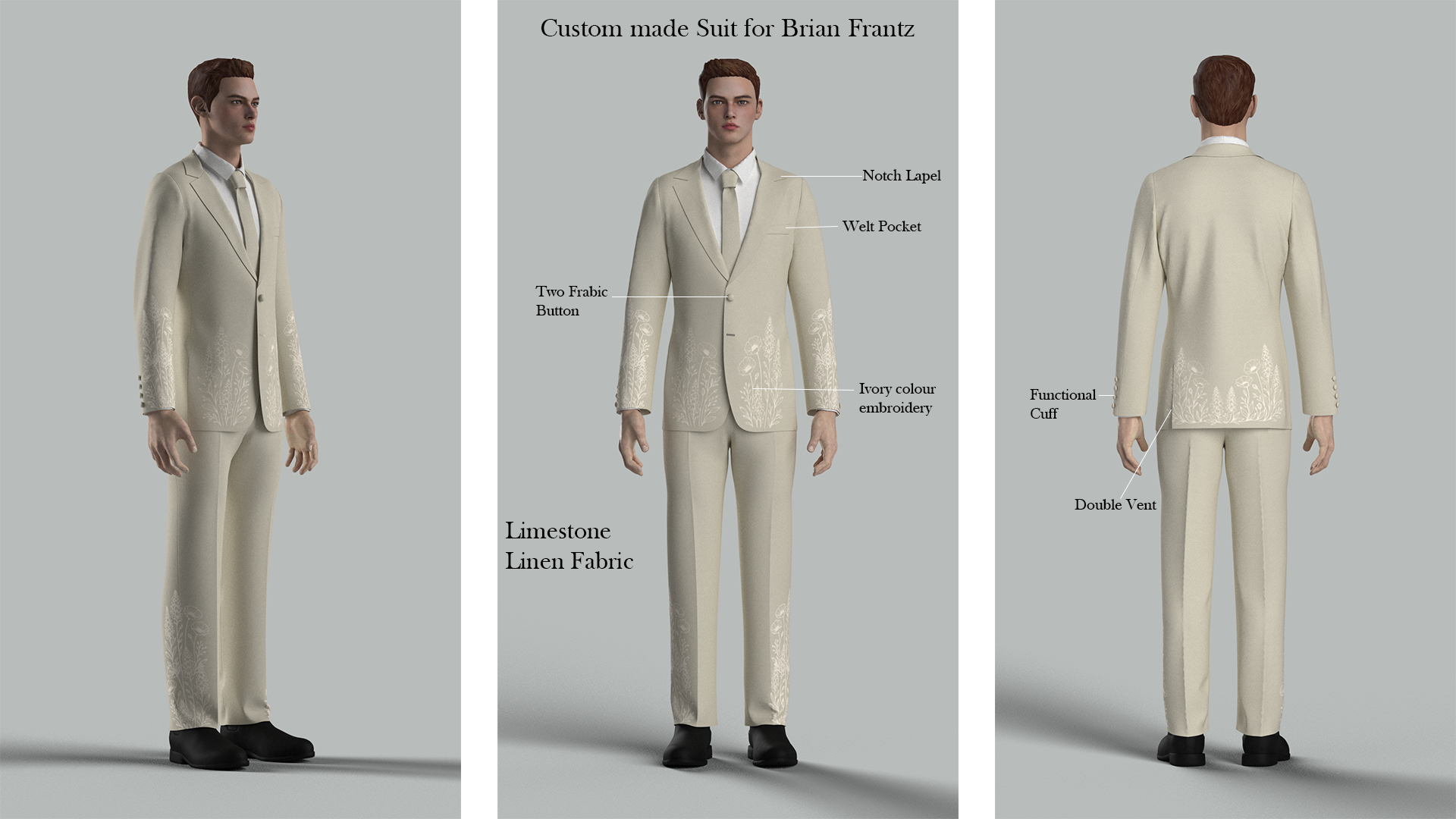 Custom made 2 Piece Embroidered Suit for Brian Frantz (2) Addicted Bespoken