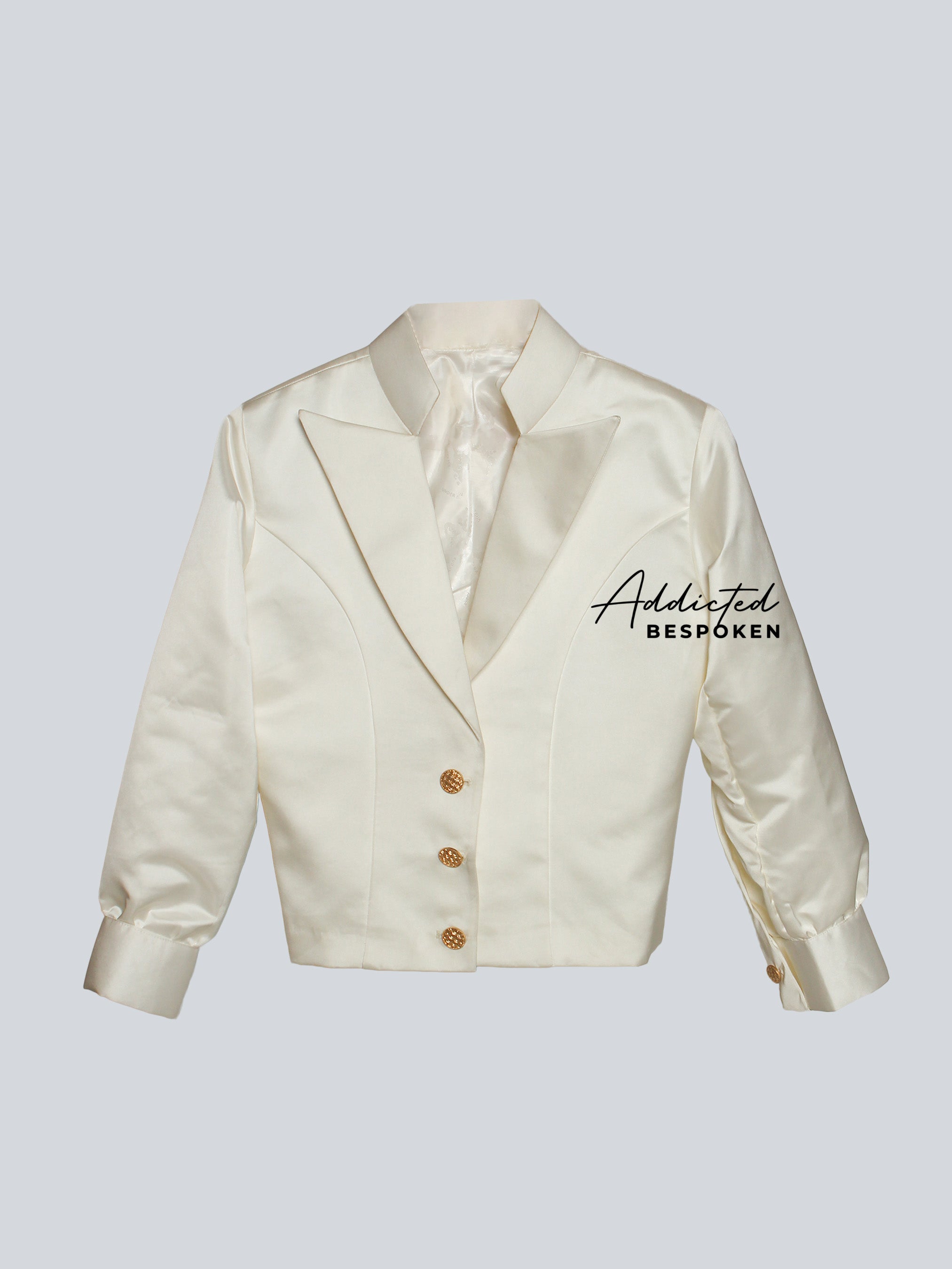Ivory satin blazer for women