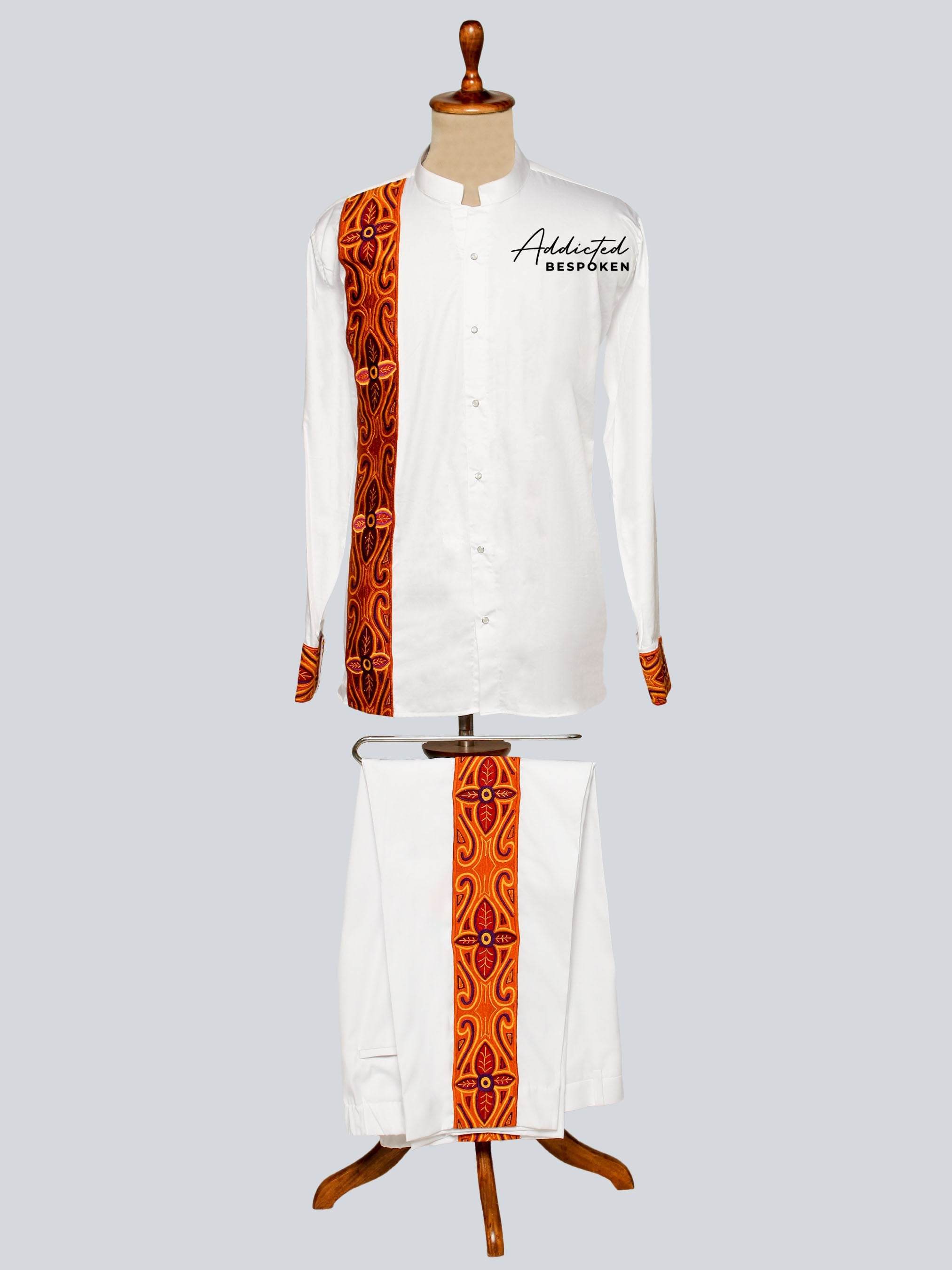 Embroidered Tribal Motif Two-Piece Set Addicted Bespoken