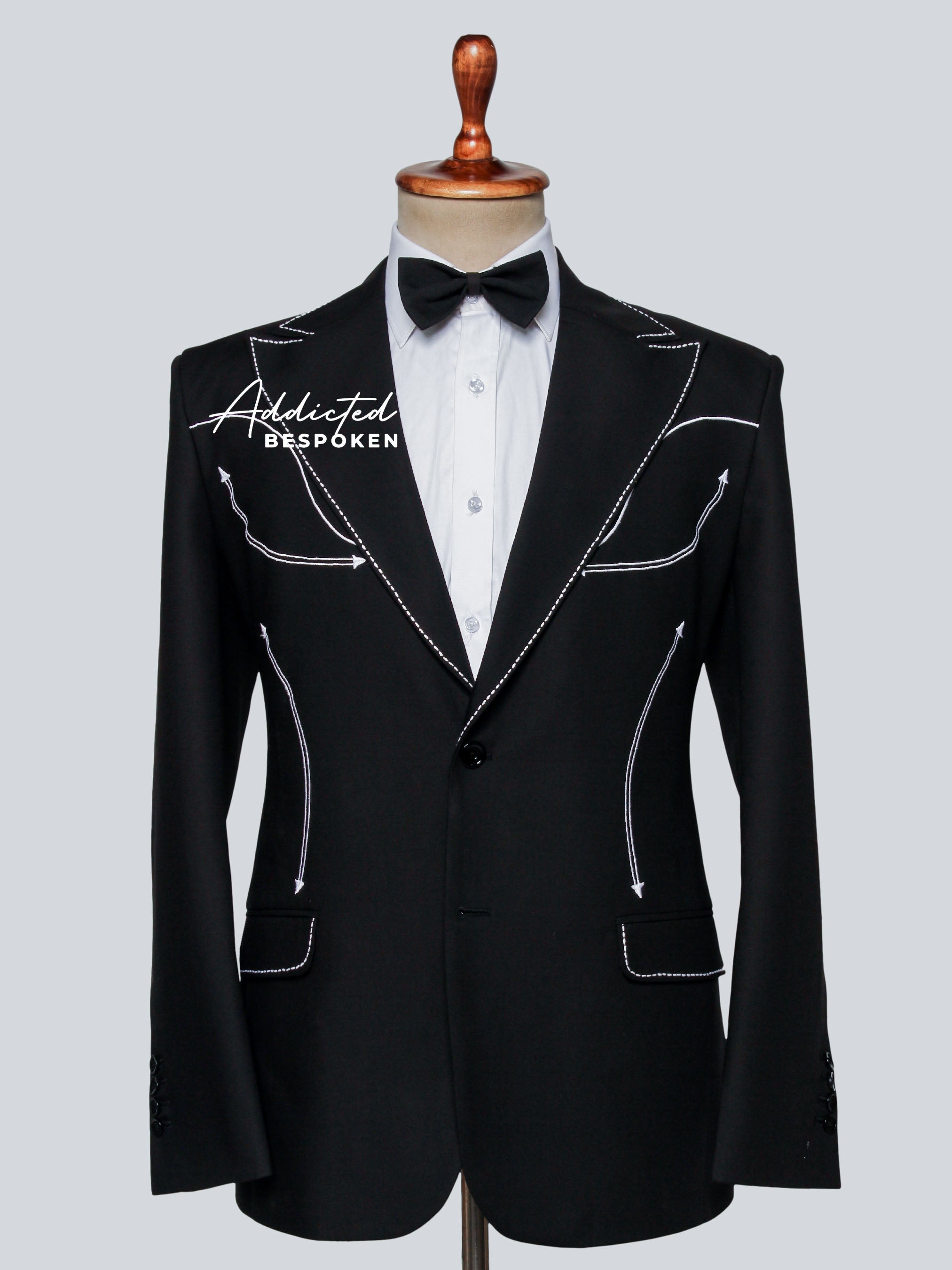 Luxury Western-Inspired Black Blazer Addicted Bespoken