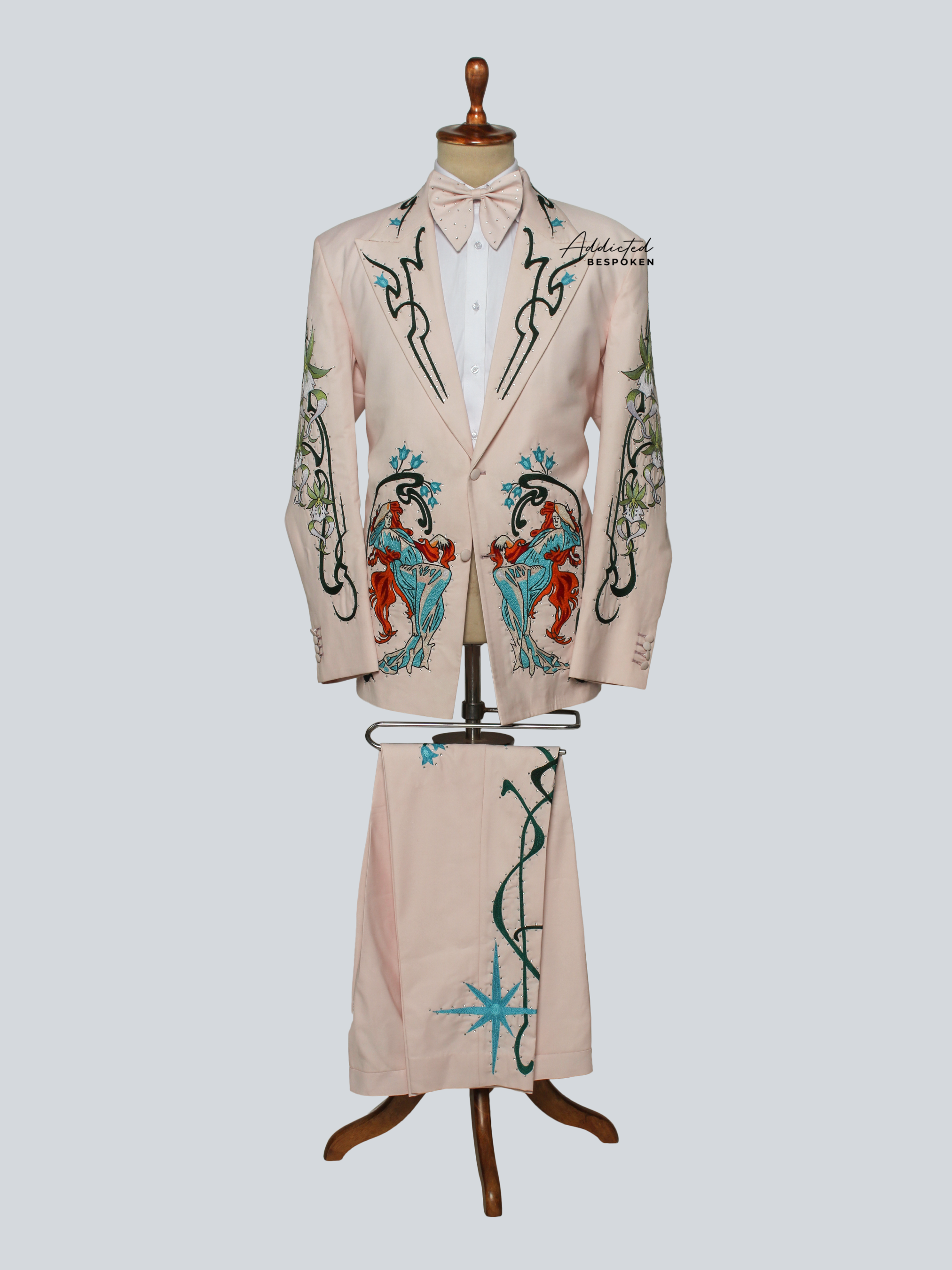 Twin Stallion Embroidered Suit