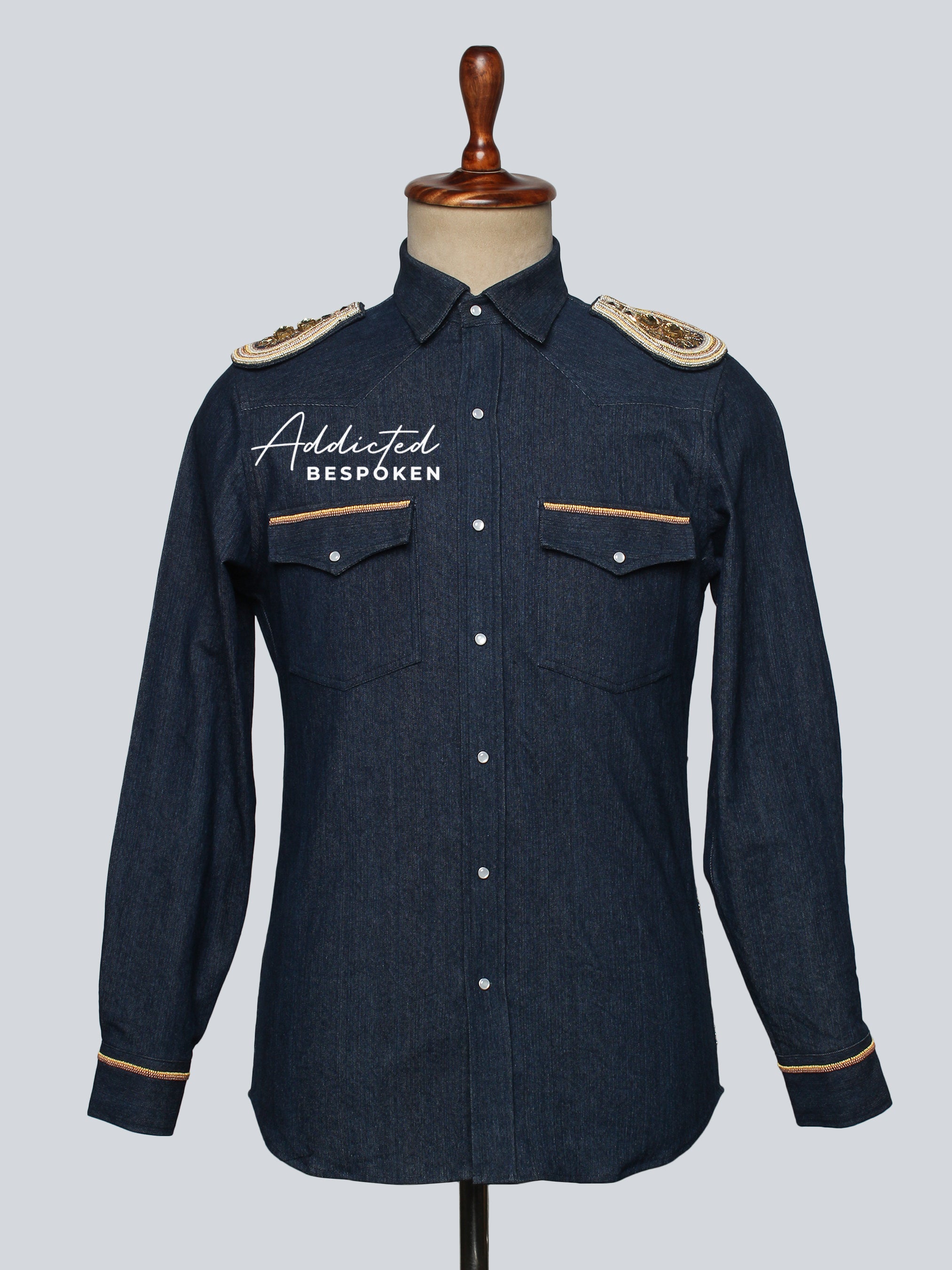 Regal Lion Embroidered Denim Shirt (CLS)