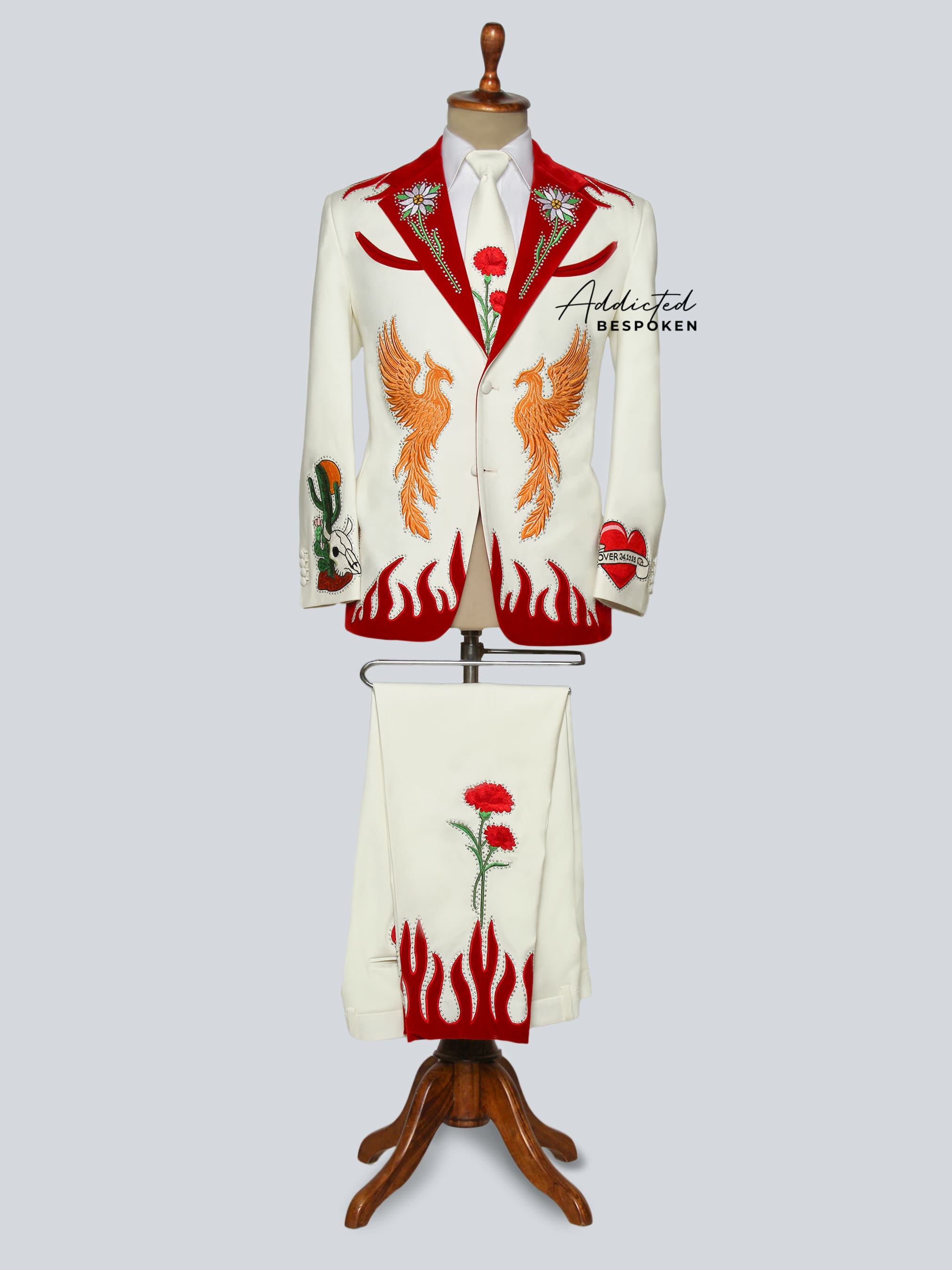 Phoenix Flame Embroidered Suit Addicted Bespoken