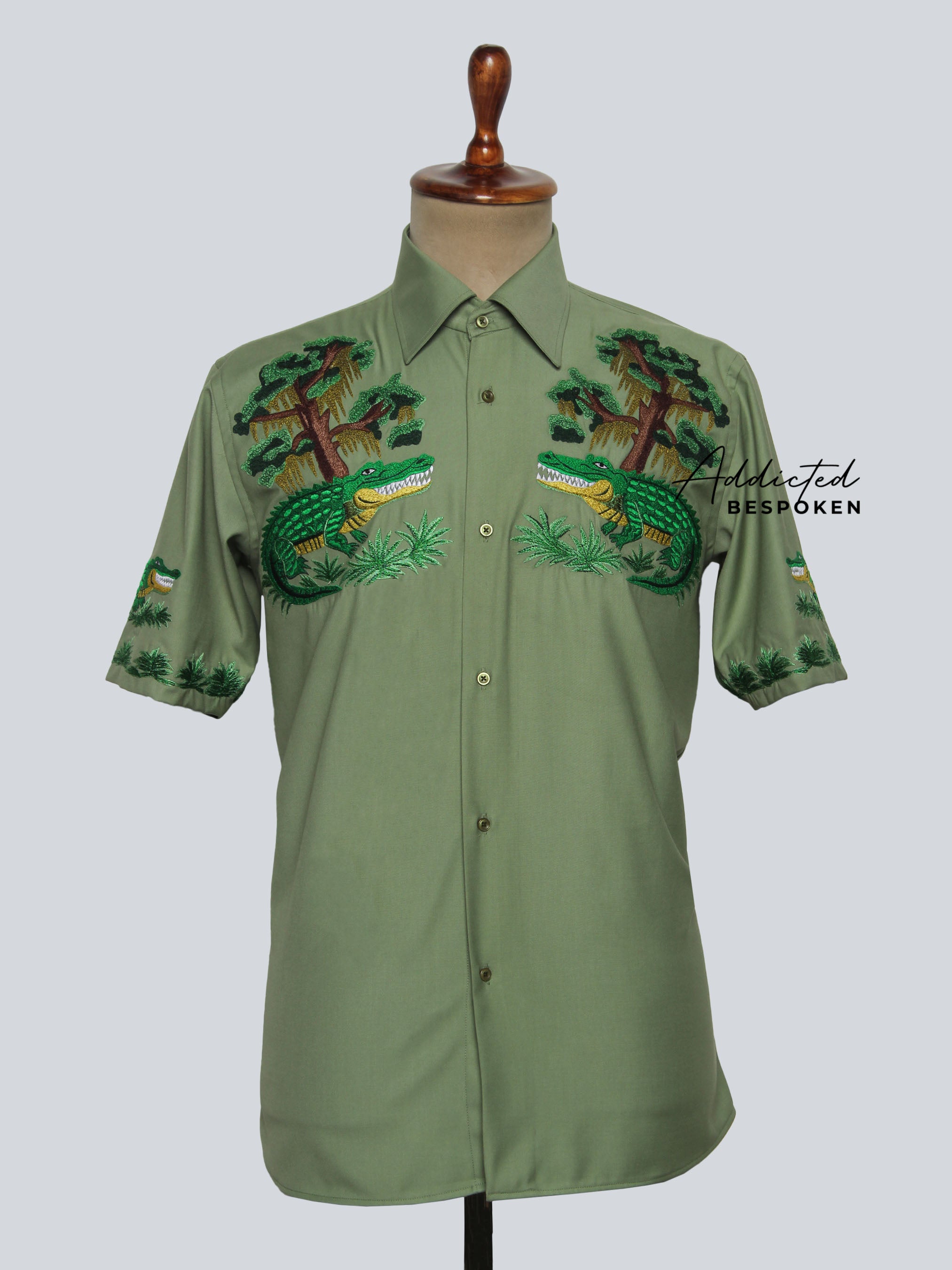 Crocodile Embroidered Western Shirt Addicted Bespoken