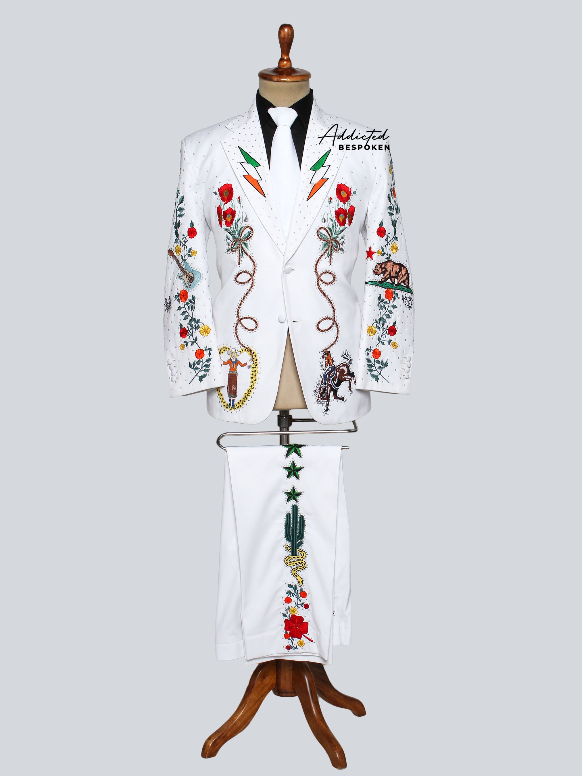 Floral Embroidery Tailored Suit Addicted Bespoken