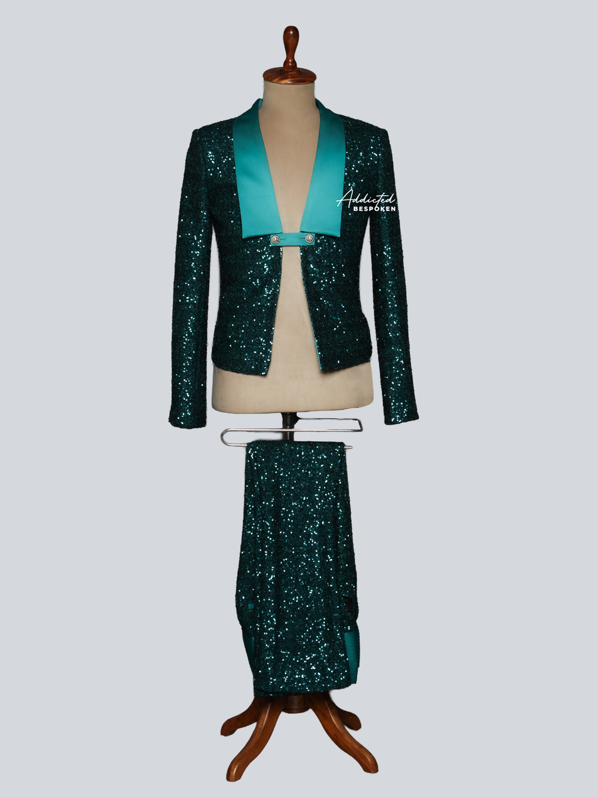 Teal Sequin Blazer Set