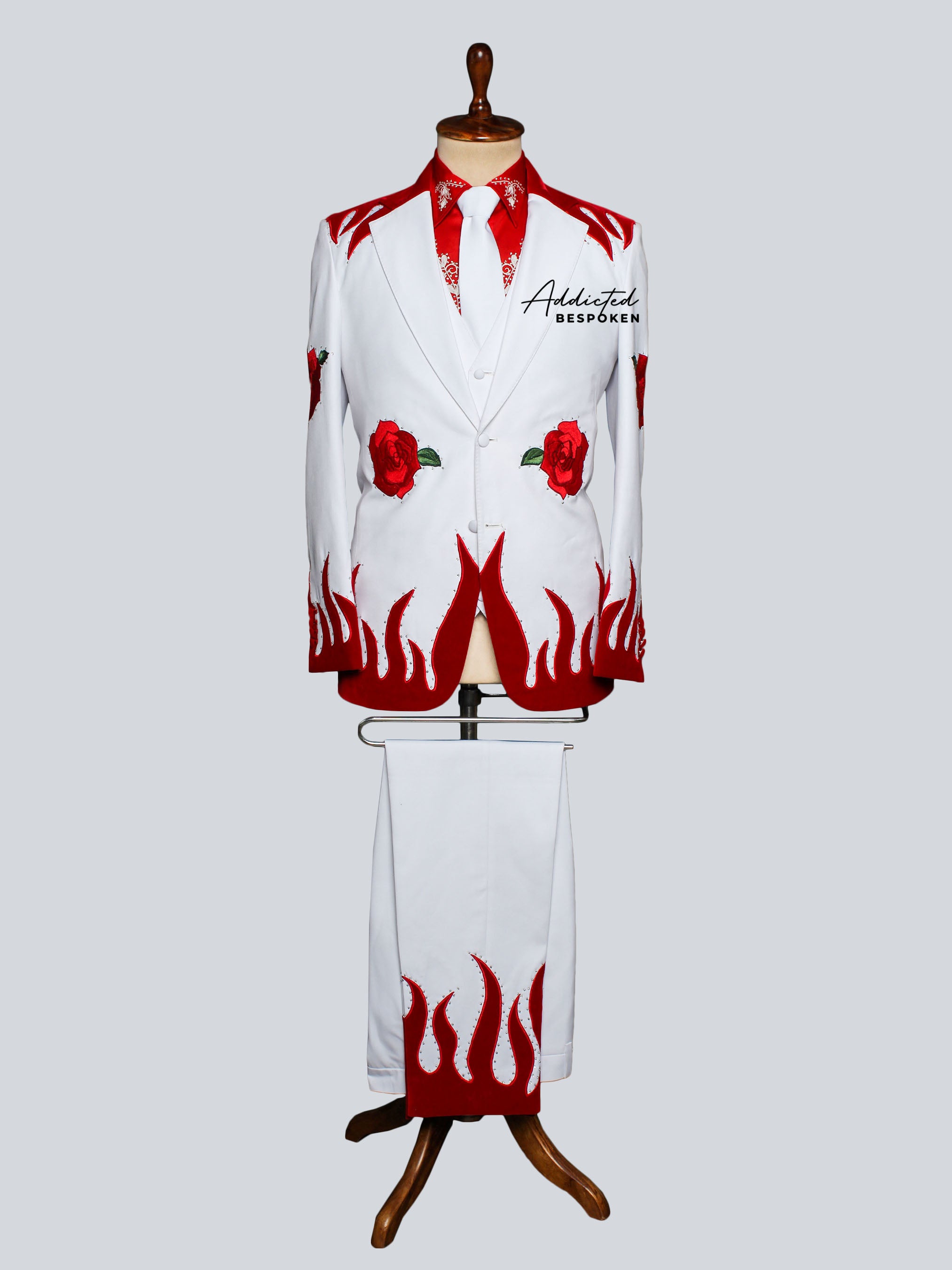 Flame Rose Embroidered Suit Addicted Bespoken