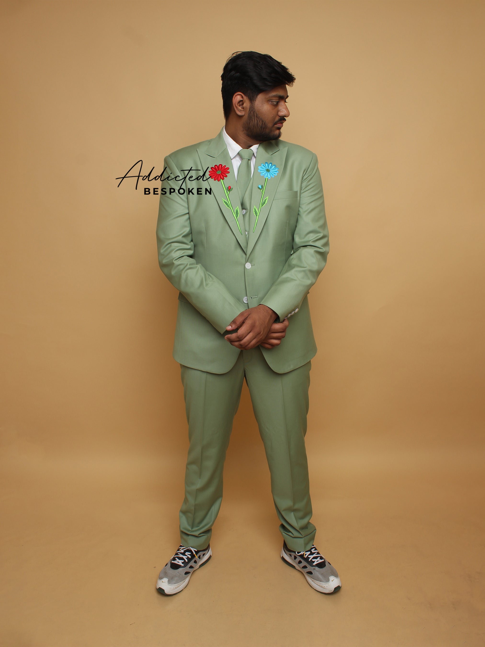 Emerald Floral Wedding Suit Addicted Bespoken
