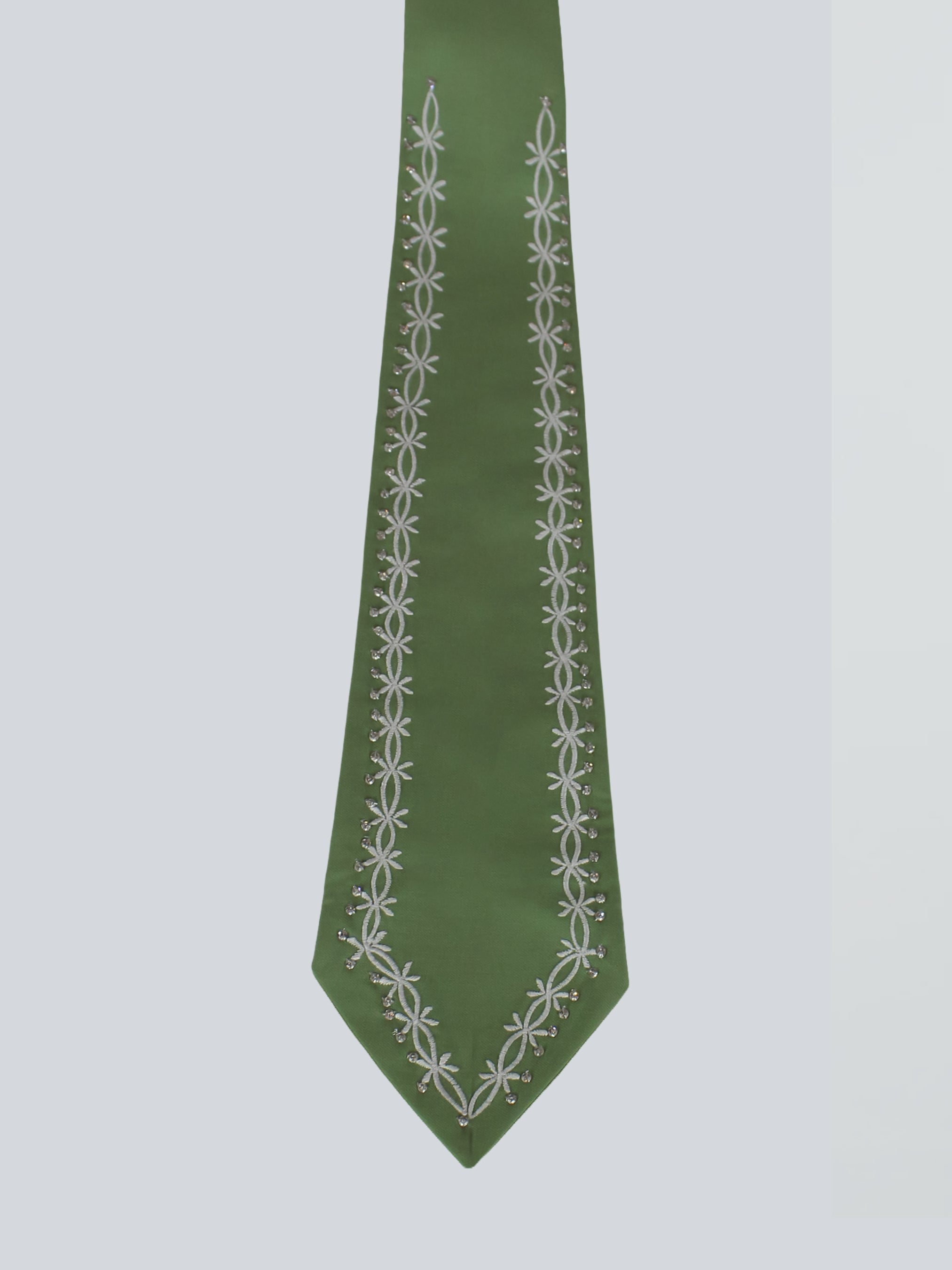 Green Embroidered Tie