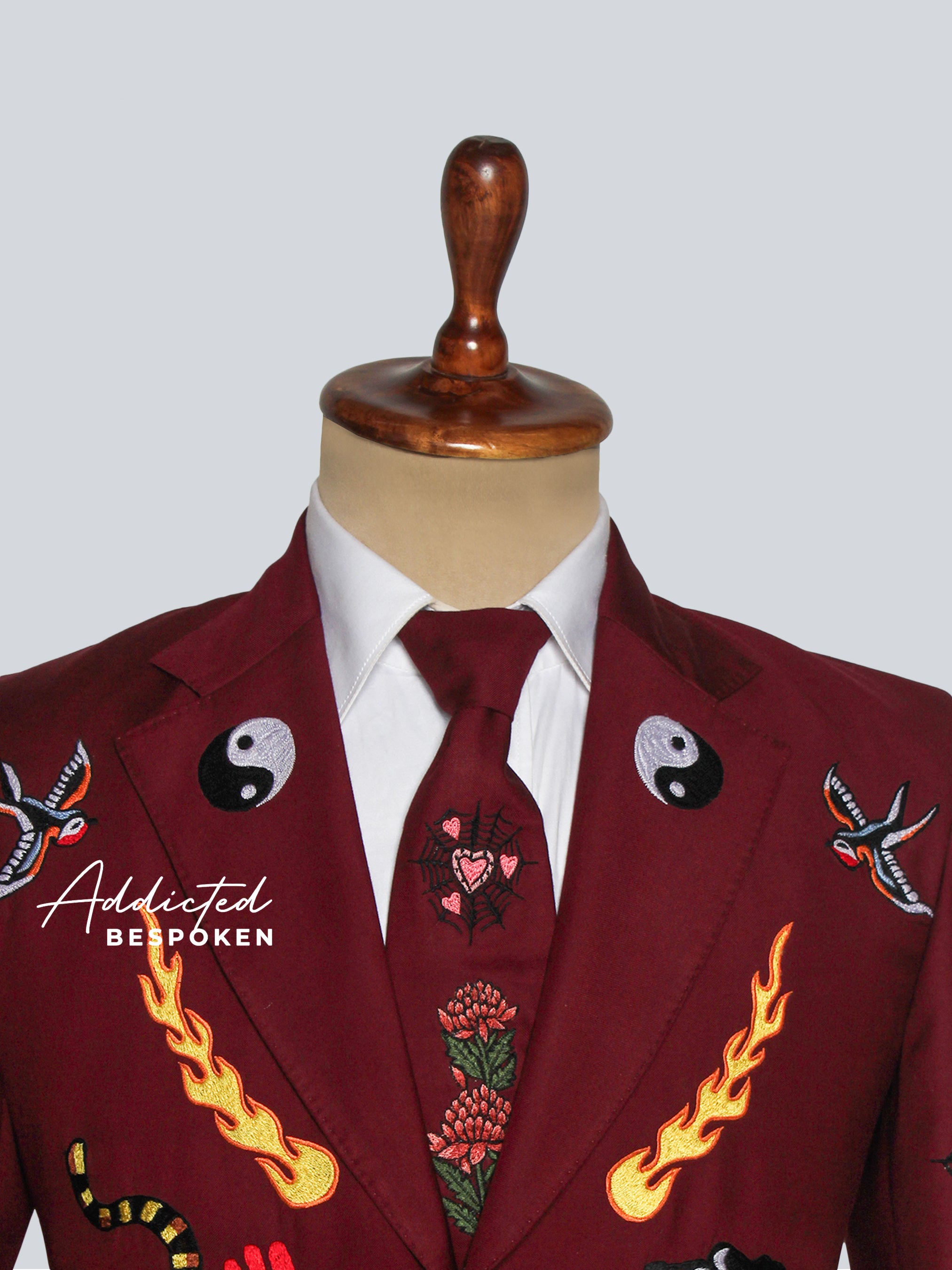 Maroon Wild Warrior Embroidered Suit