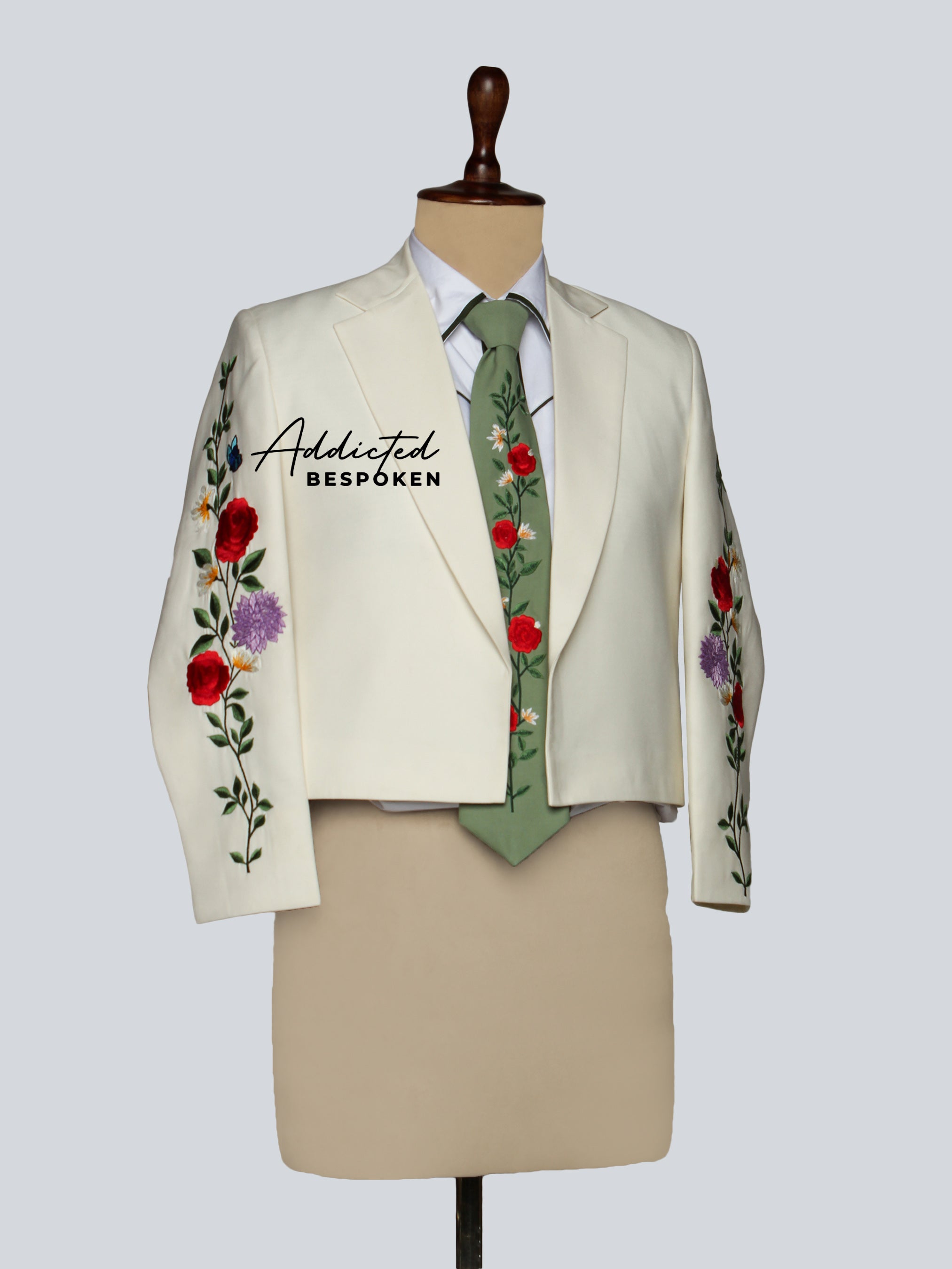 Floral Embroidered Formal Suit