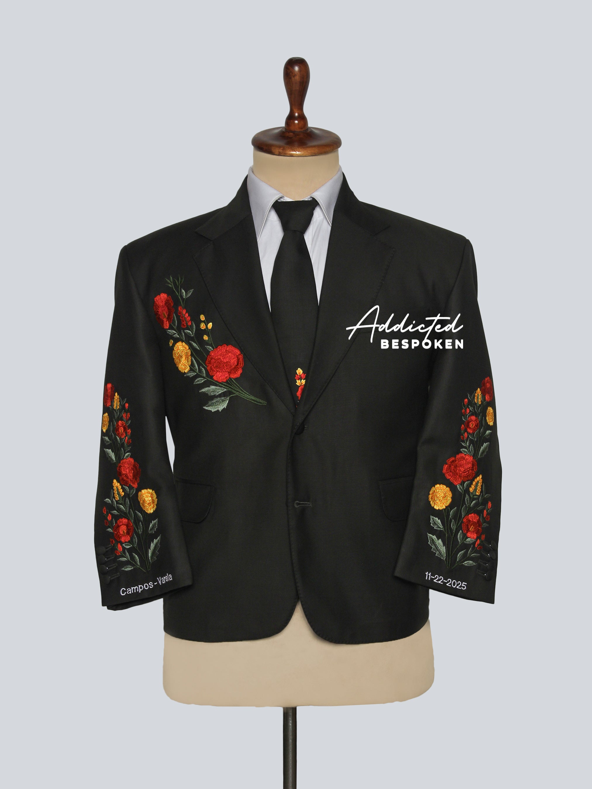 Black Floral Embroidered Blazer Addicted Bespoken