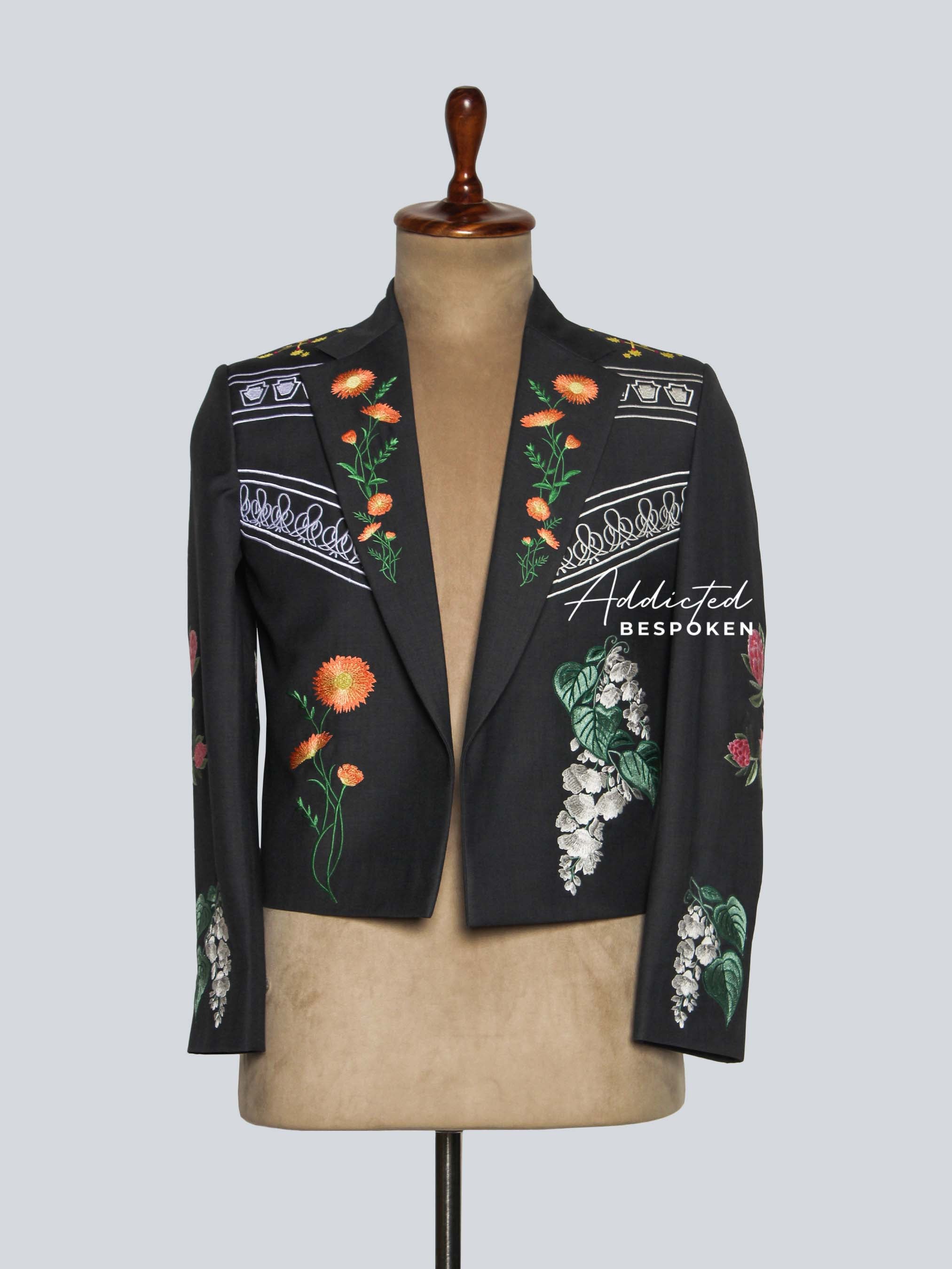 Botanical Embroidered Cropped Blazer Addicted Bespoken