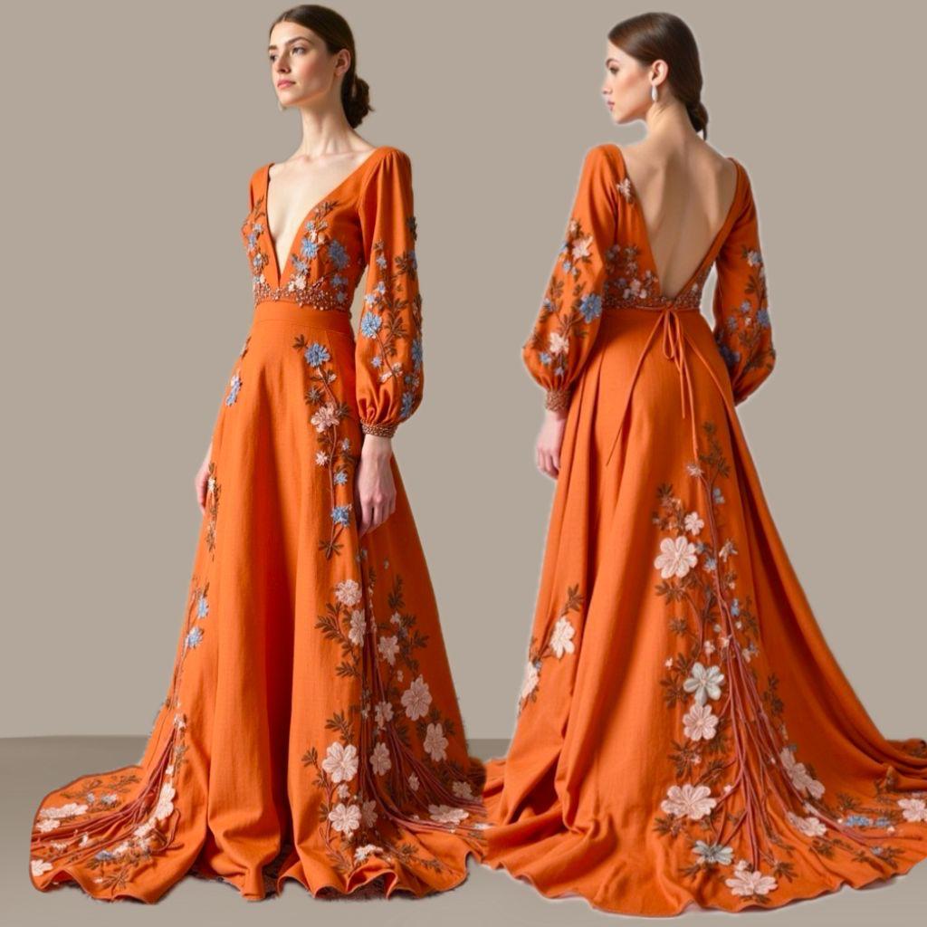 Bohemian Bloom Long Sleeve Gown
