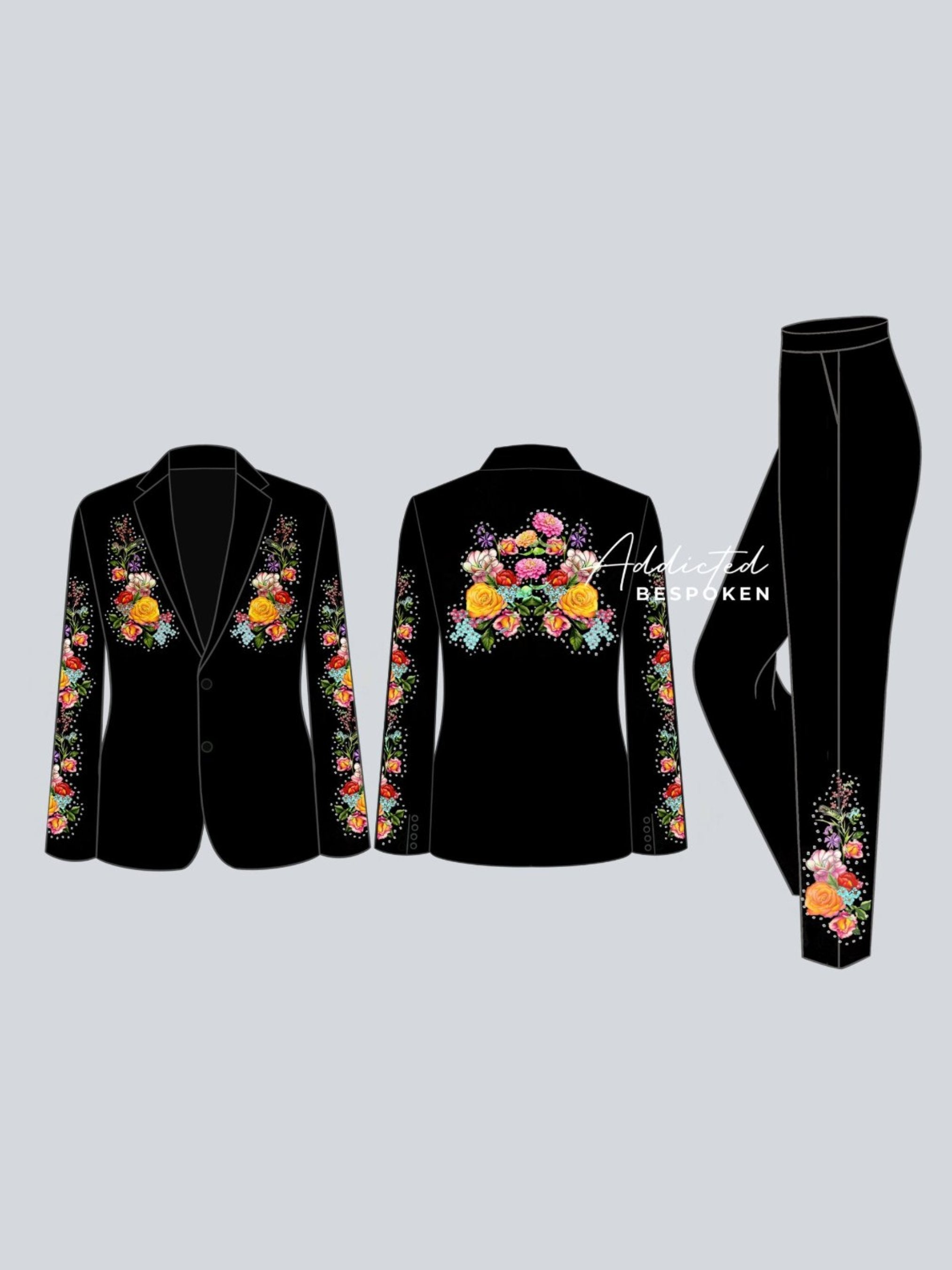 Flora & Fauna Embroidered Black Suit Addicted Bespoken