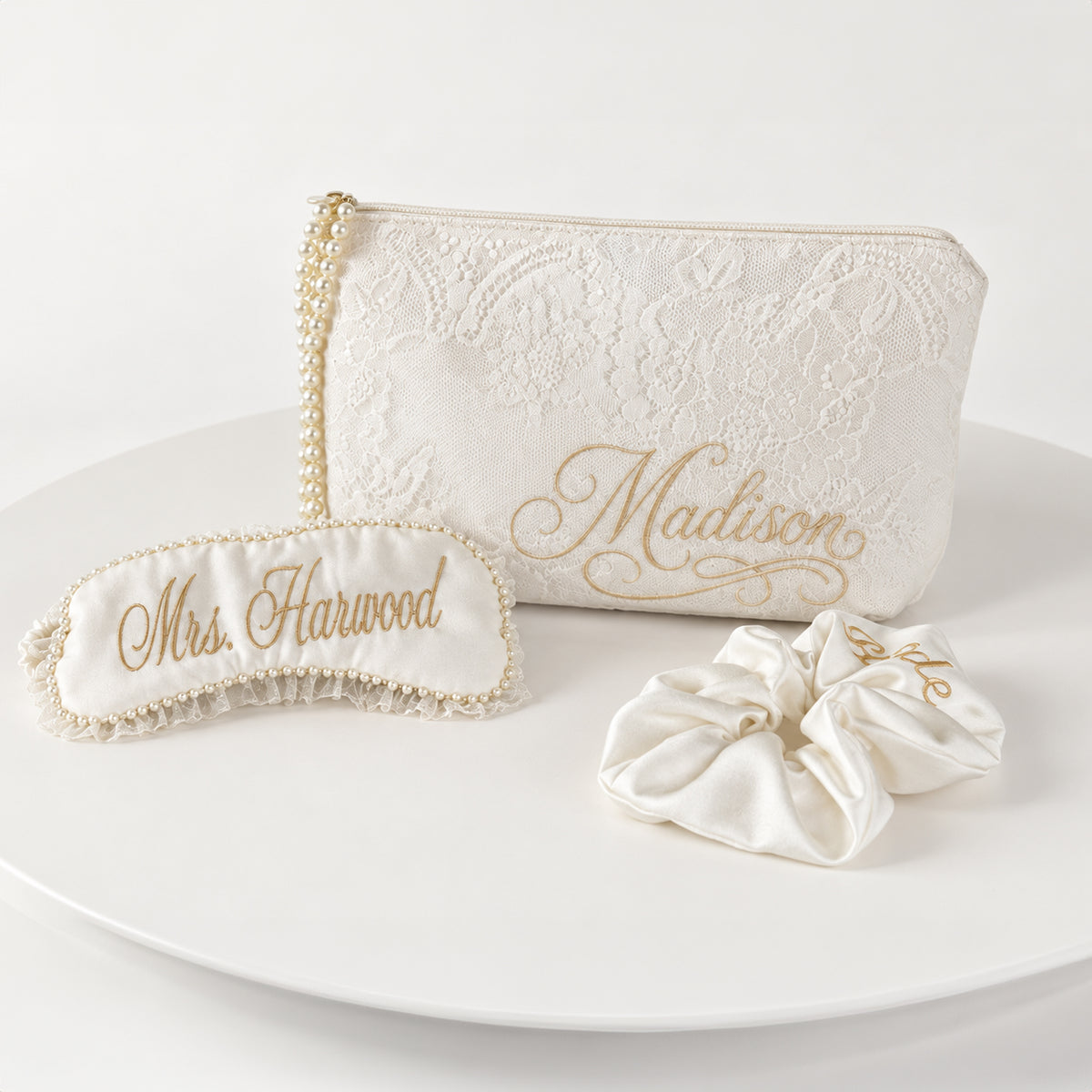 Women Accessories Combo Bridal Clutch,sleep Mask, Scrunchie Addicted Bespoken