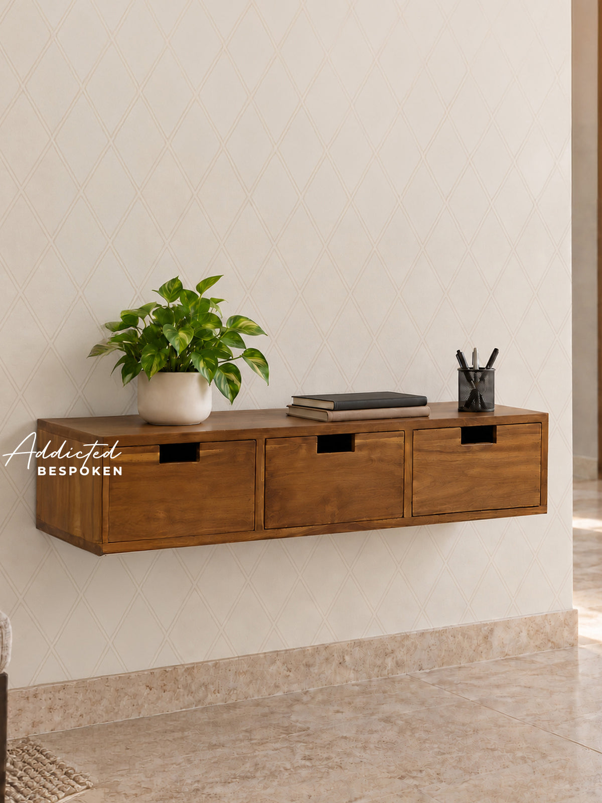 Wooden wall drawer with 3 drawers