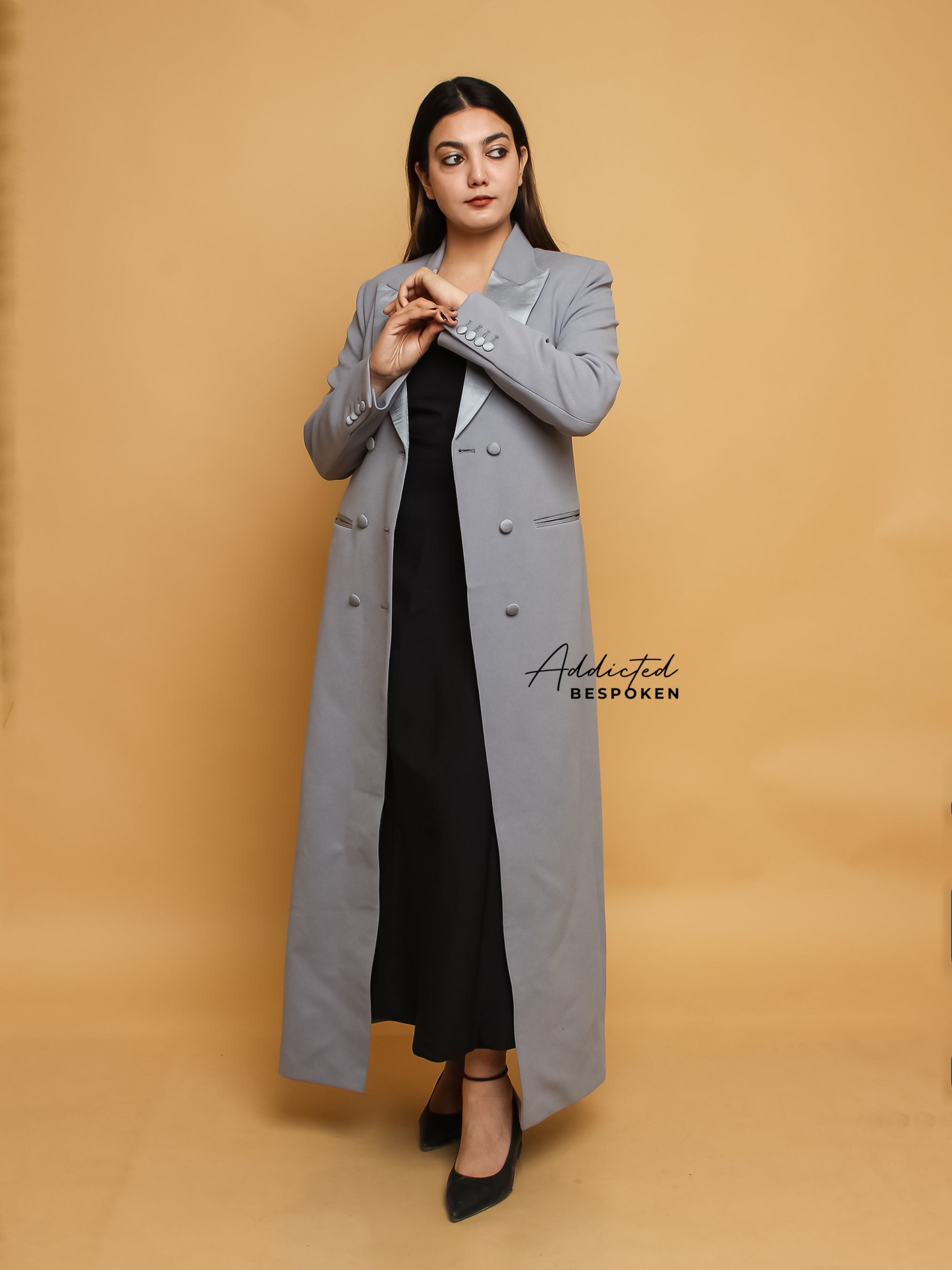 Grey Long Blazer Dress Addicted Bespoken