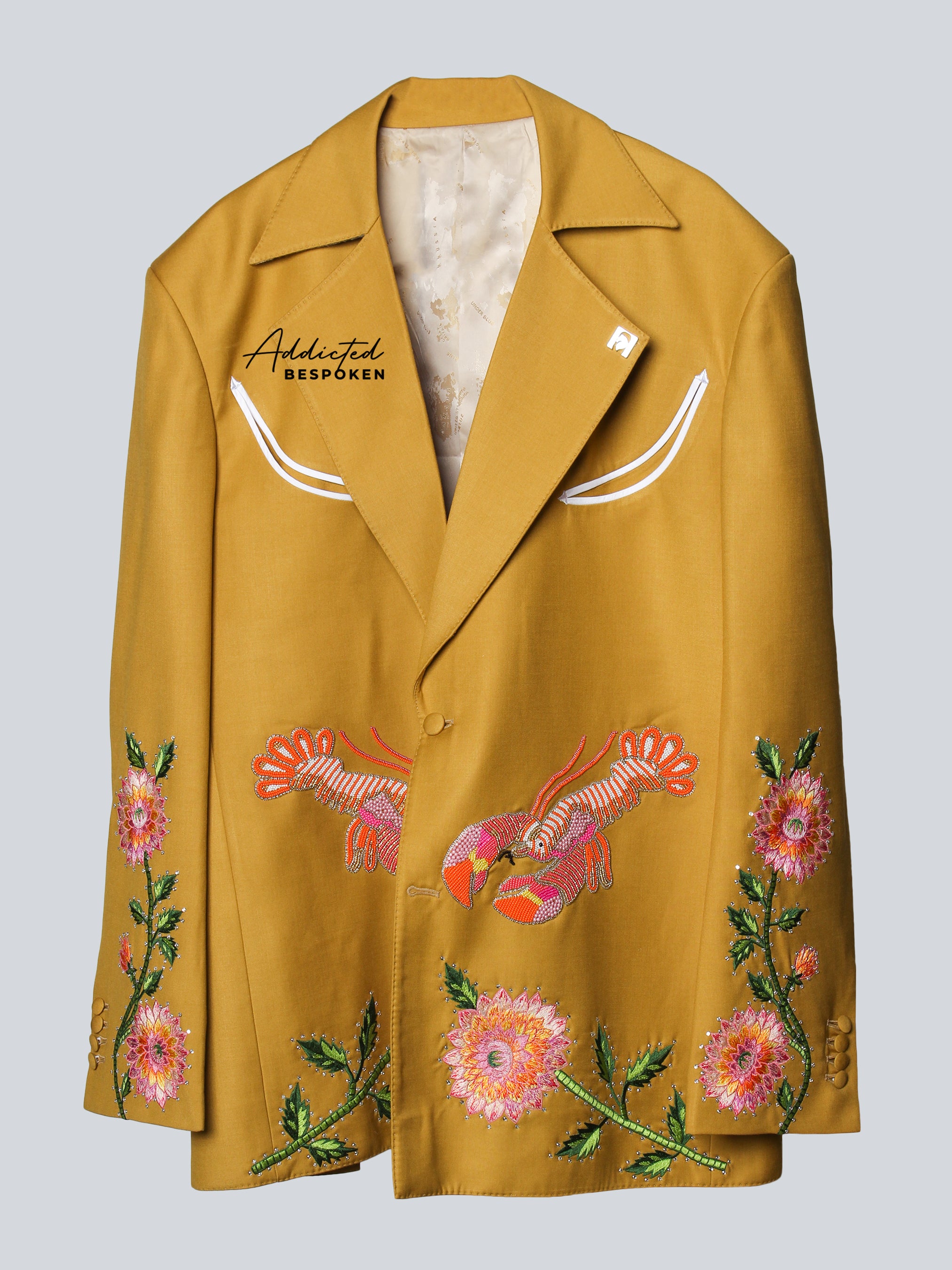 Botanical Lobster Embroidered Statement Suit