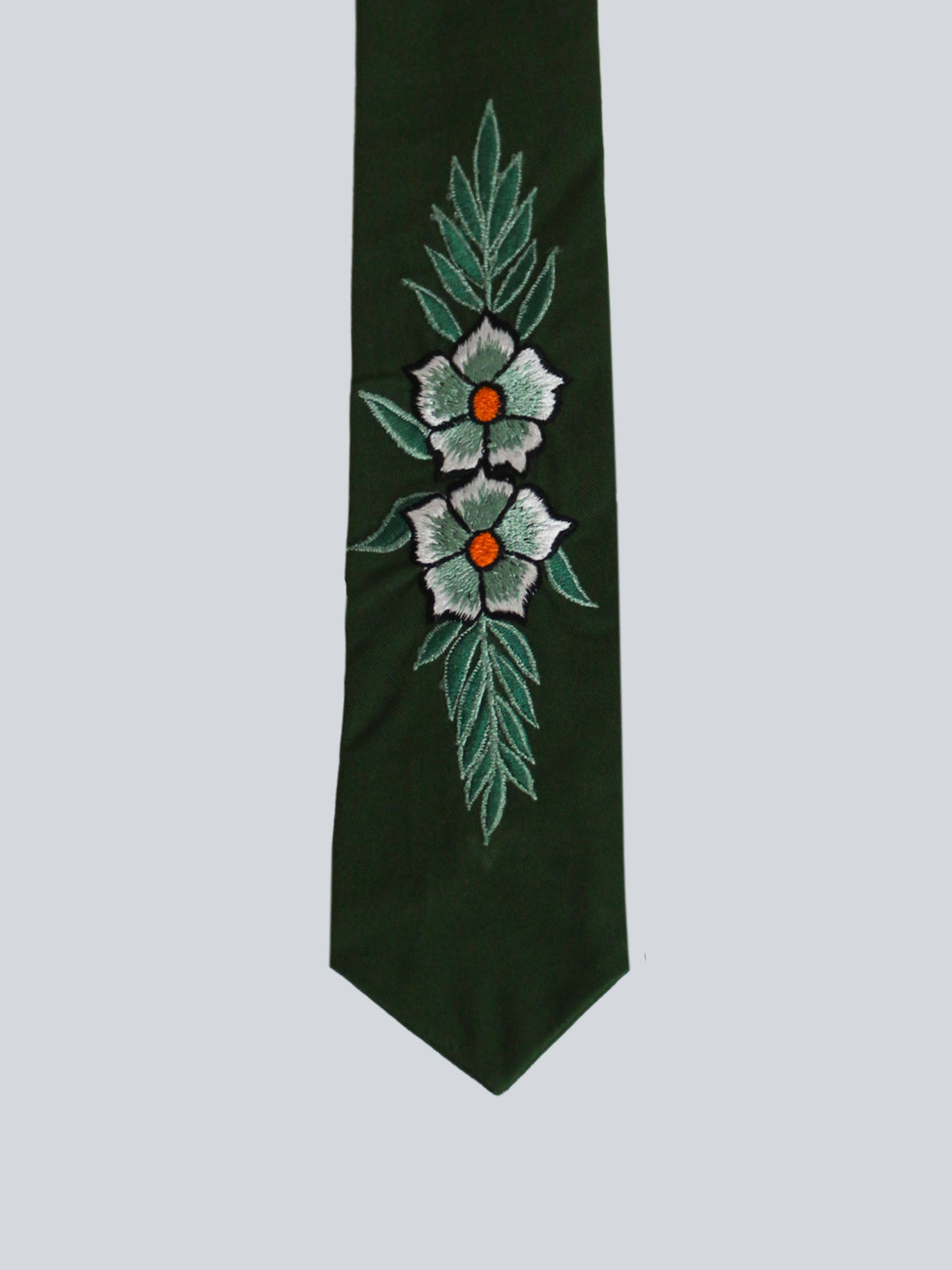 Dark Green Embroidered Tie