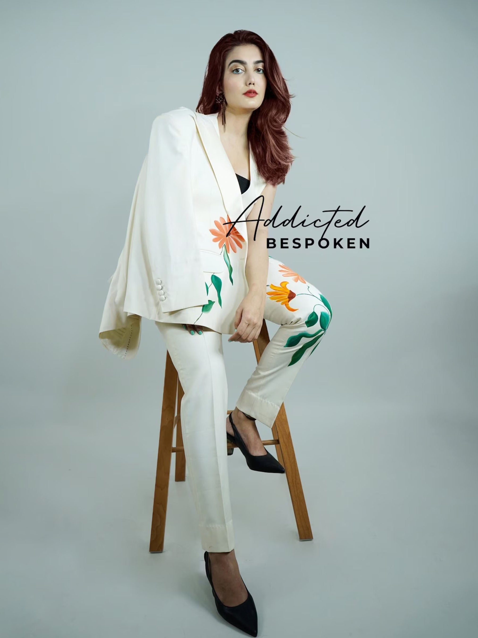 Hand Painted Floral Suit Addicted Bespoken