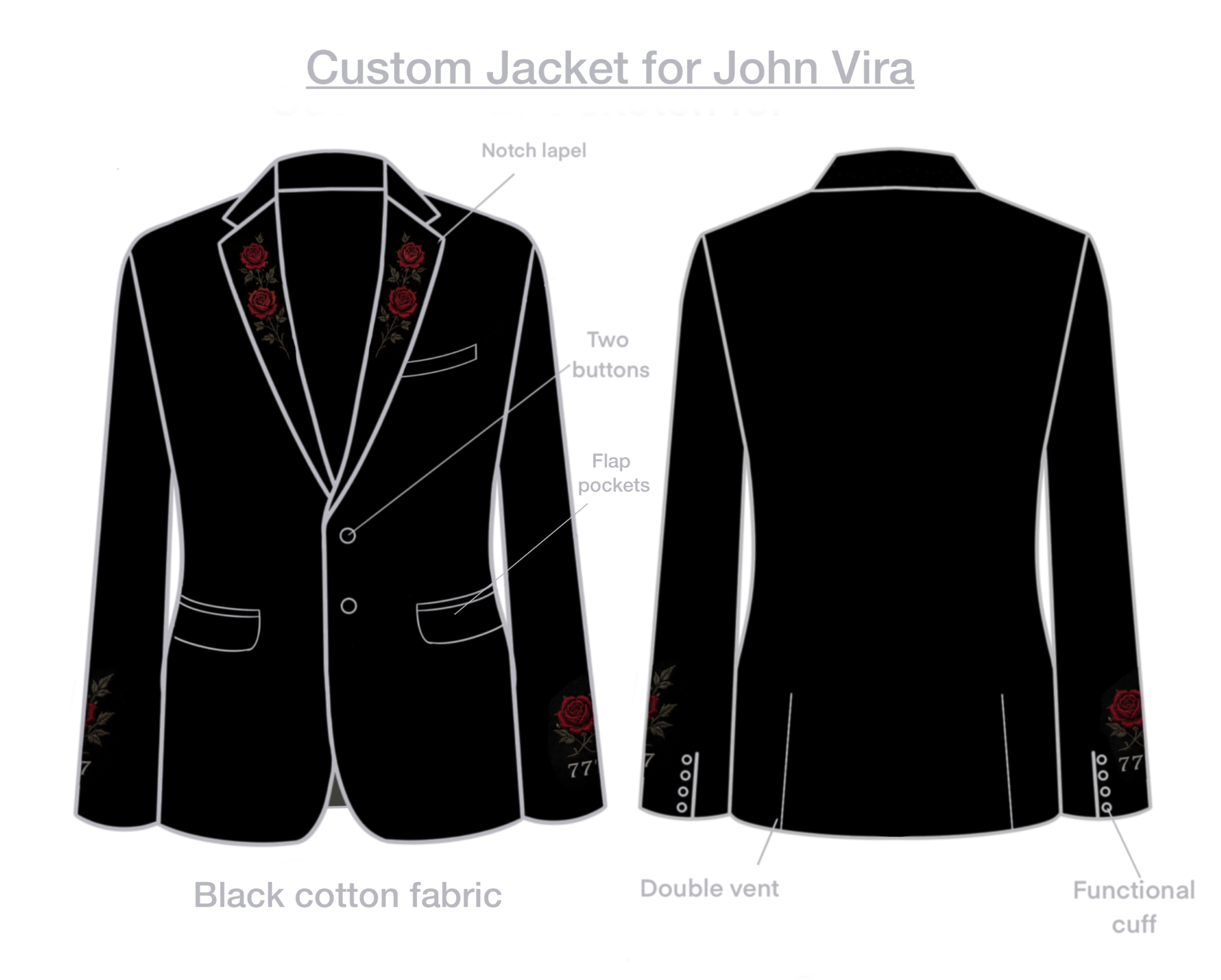 Custom made Jacket for John Vira 50% Addicted Bespoken