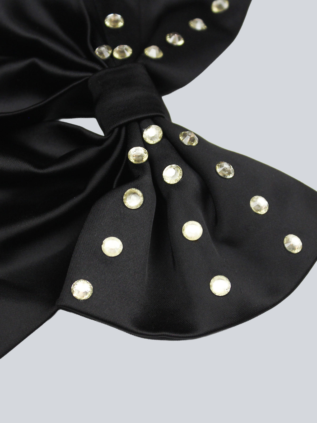Black Satin Rhinestone Bow Addicted Bespoken
